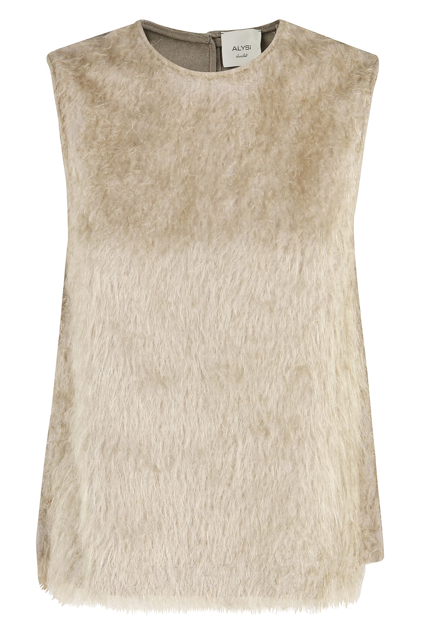 Alysi Top Girocollo S Maniche Fringe In Brown