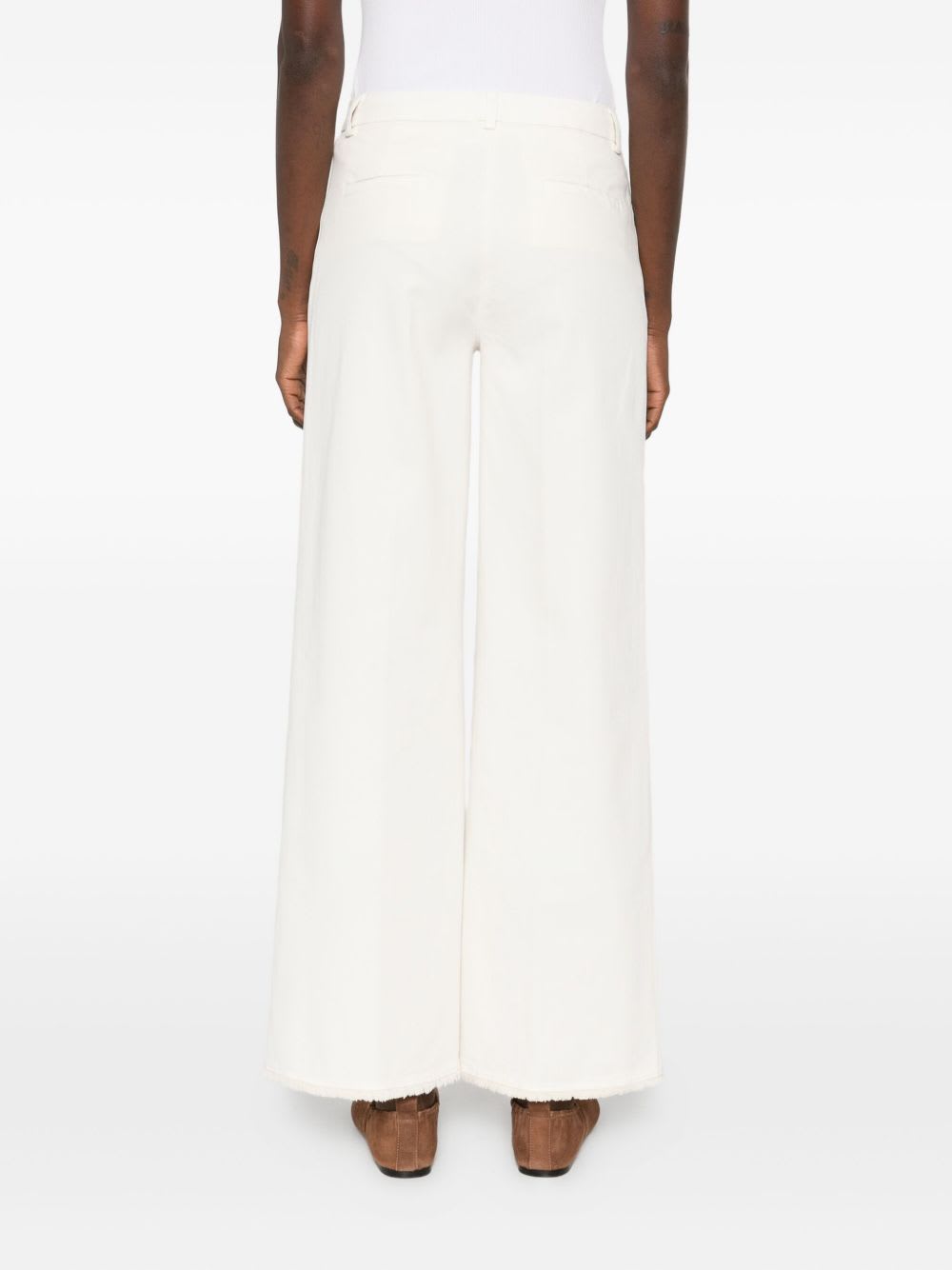 Via Masini 80 Cotton Wide-leg Trousers In White