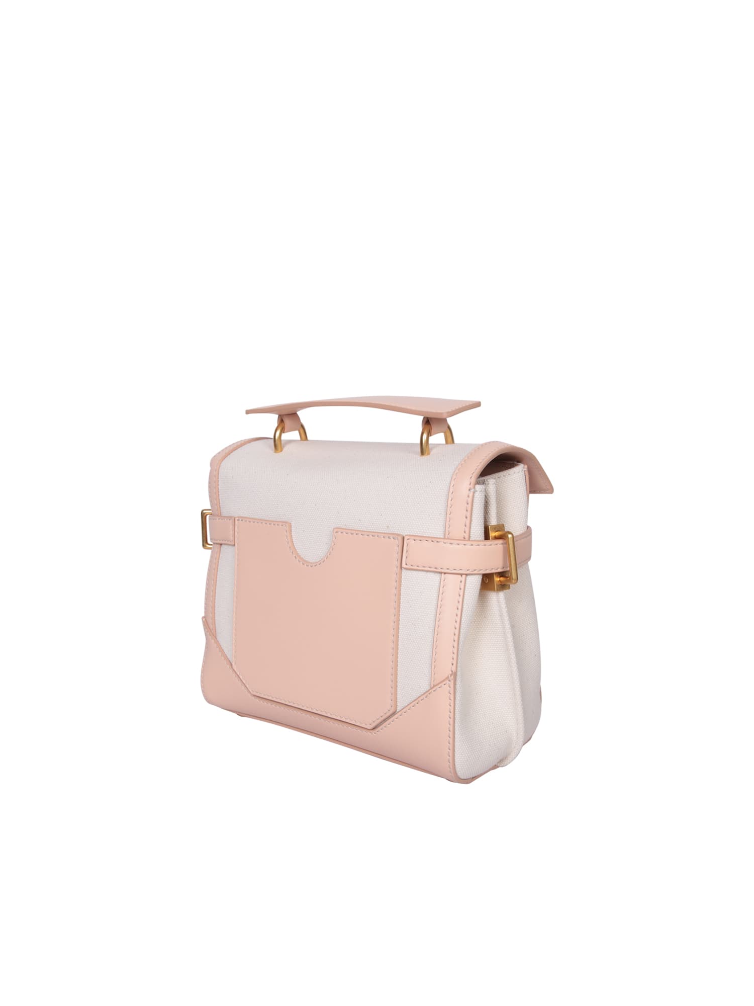 Shop Balmain Cream B-buzz 23 Canvas Bag With Logo In White