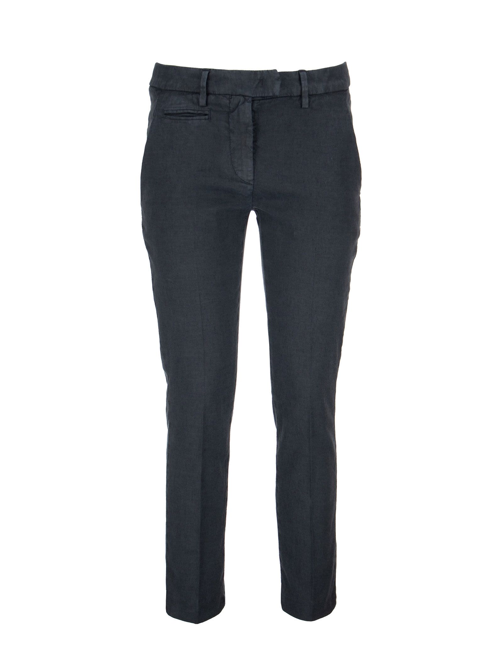 Dondup Perfect - Slim-fit Trousers In Linen And Cotton In Blue