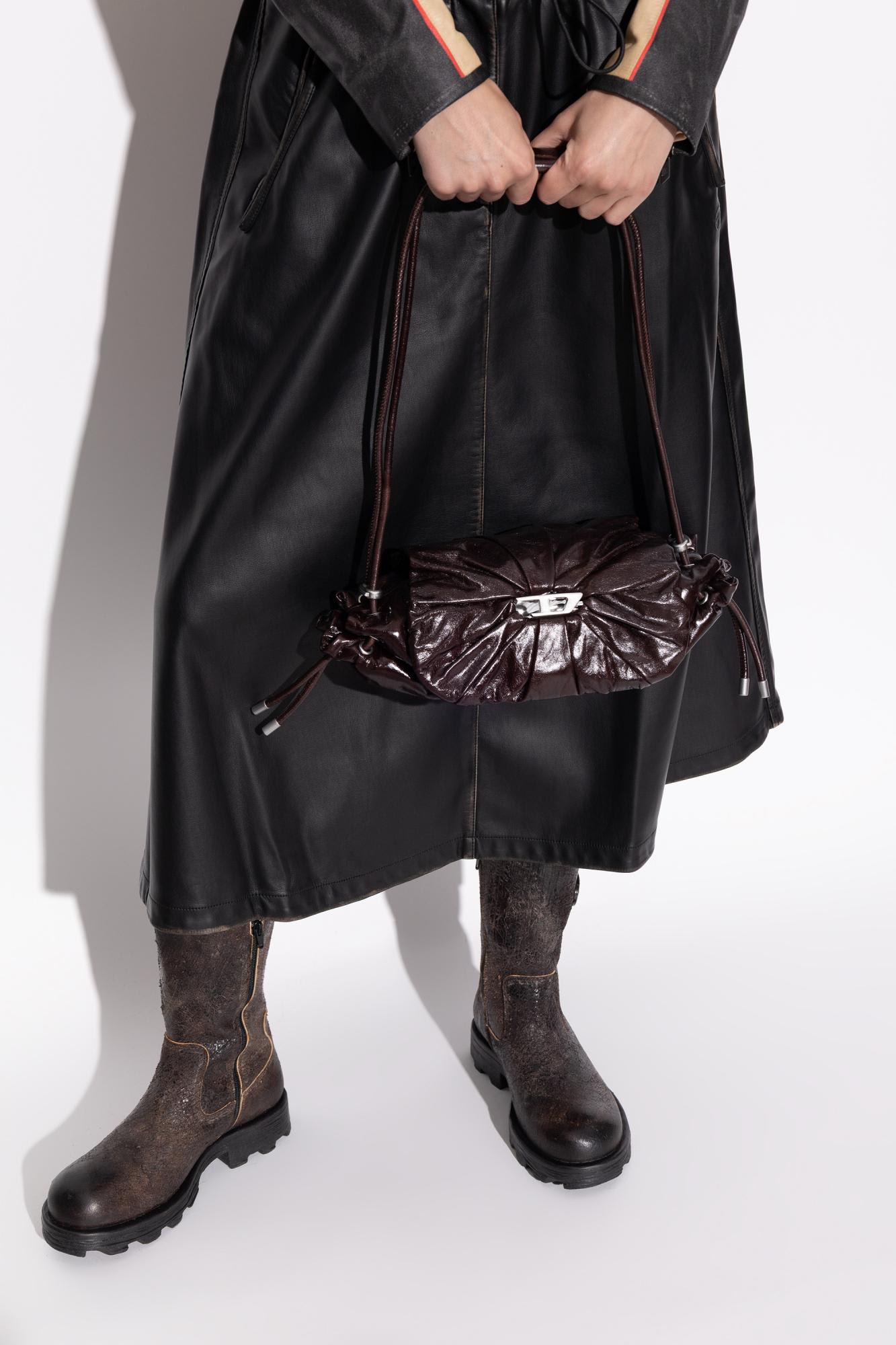 Diesel Scrunch-d S-shoulder Bag In Scrunched Leather In Brown