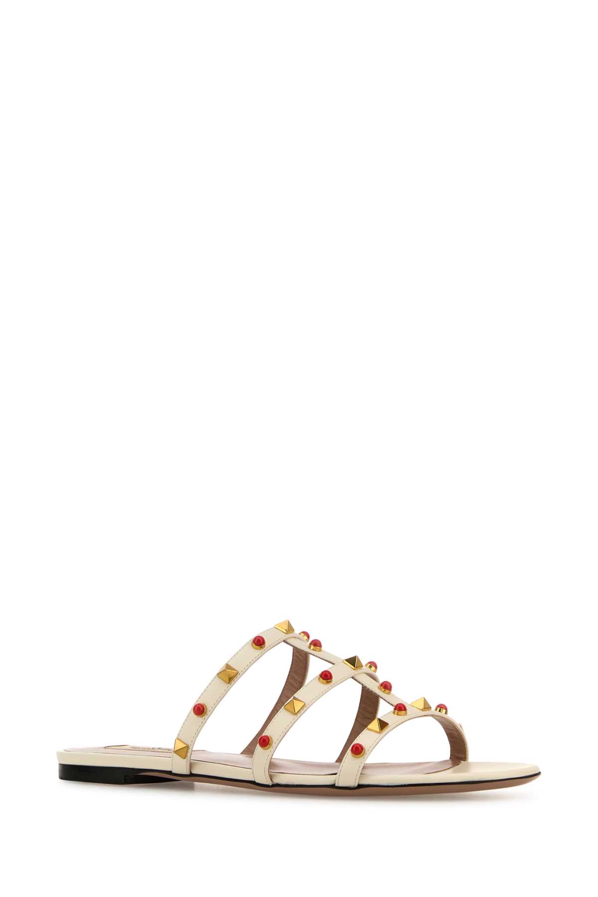 Valentino White Leather Studs Sandals