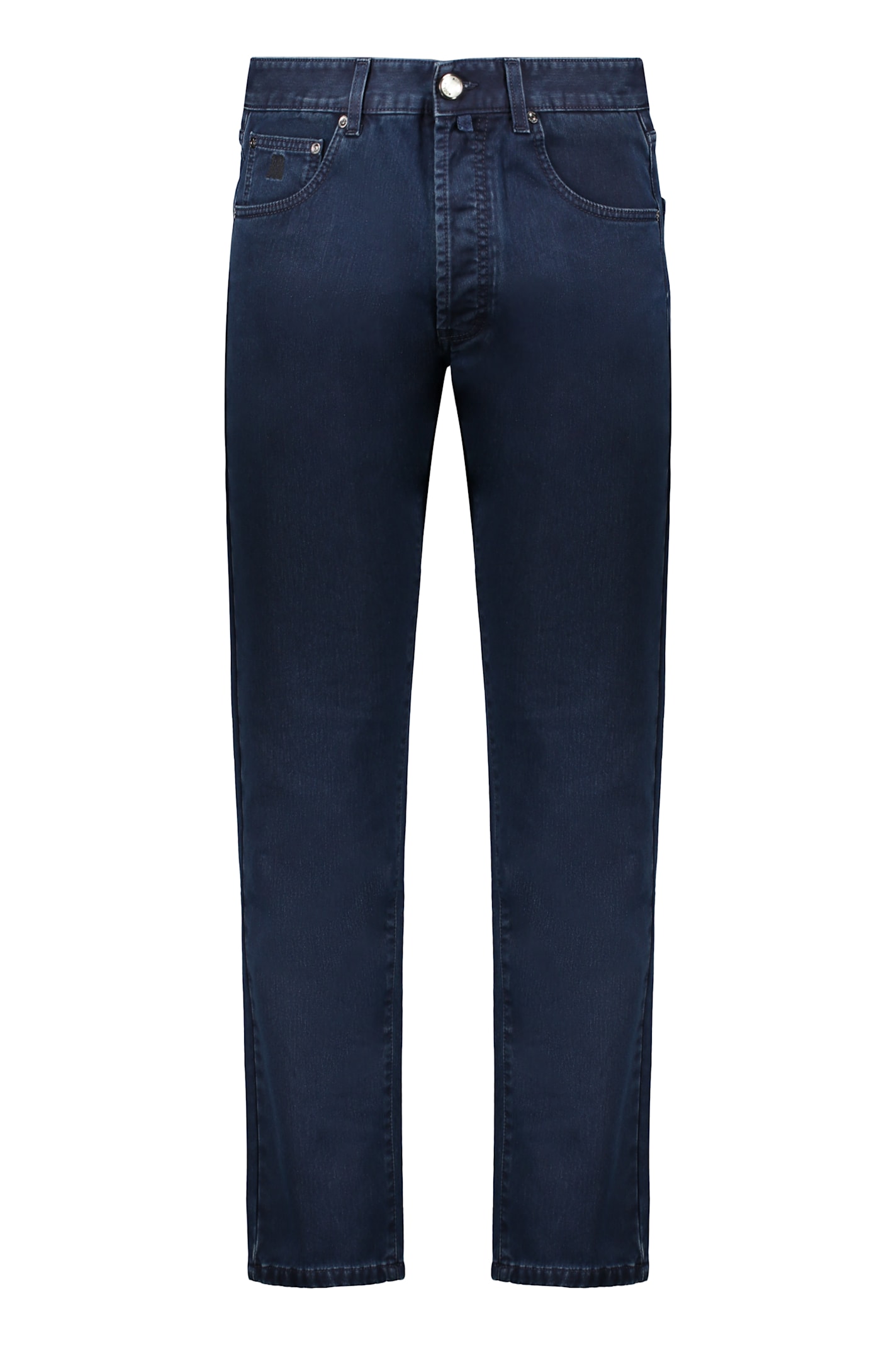 Moorer Dark Blue Jeans, Classic And Straight Fit In Animal Print