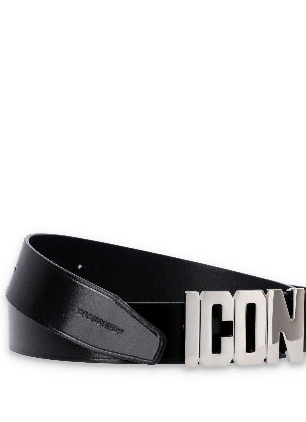 Shop Dsquared2 Icon Plaque Buckle Belt In Nero Palladio