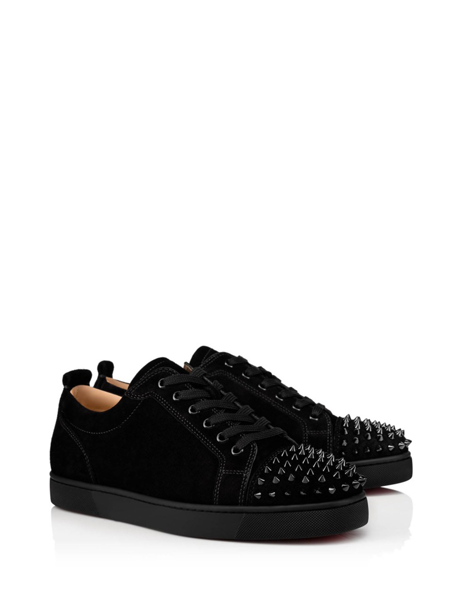 Shop Christian Louboutin Louis Sneakers With Spikes In Black Black
