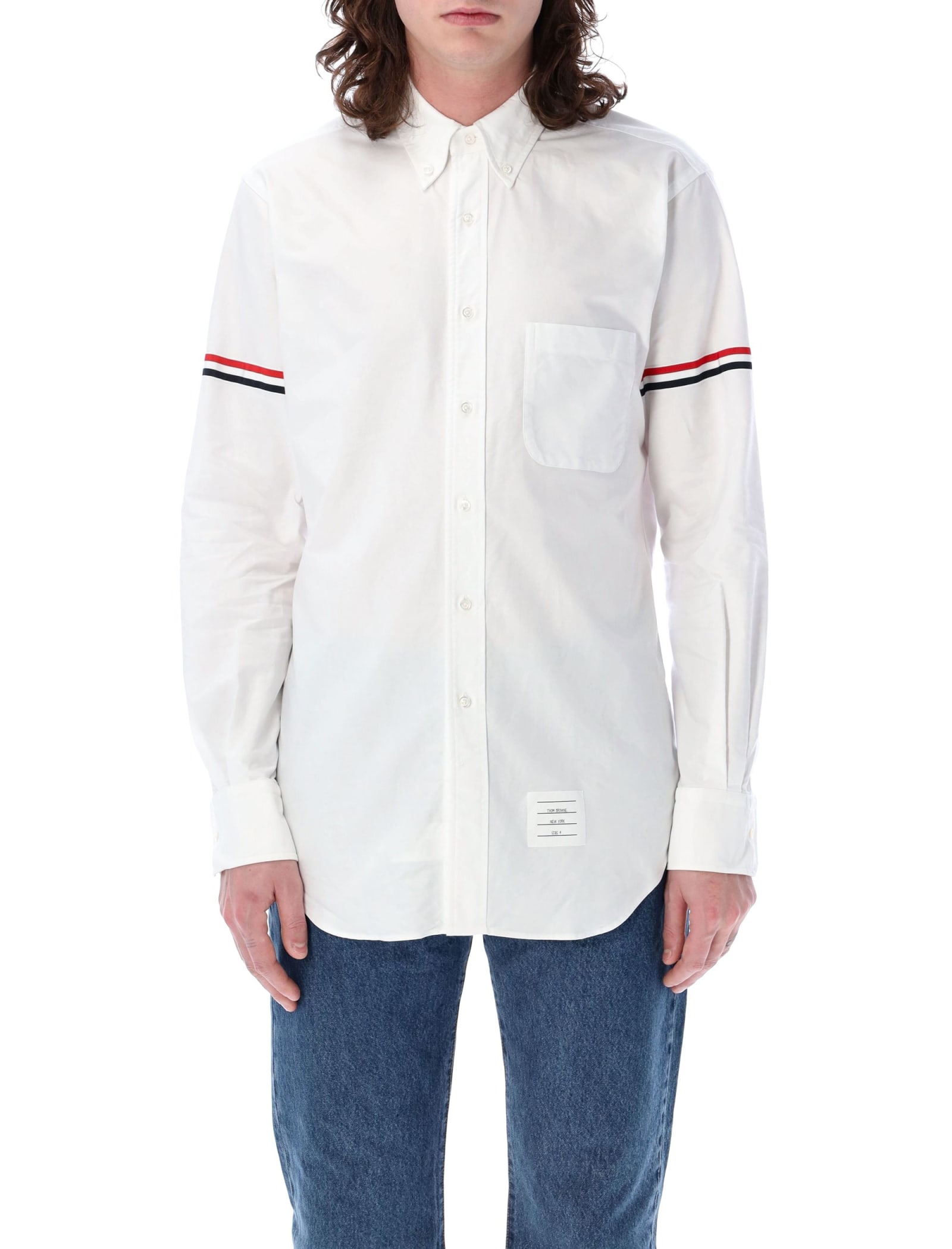 Shop Thom Browne Classic Long Sleeves Button Down Shirt In White