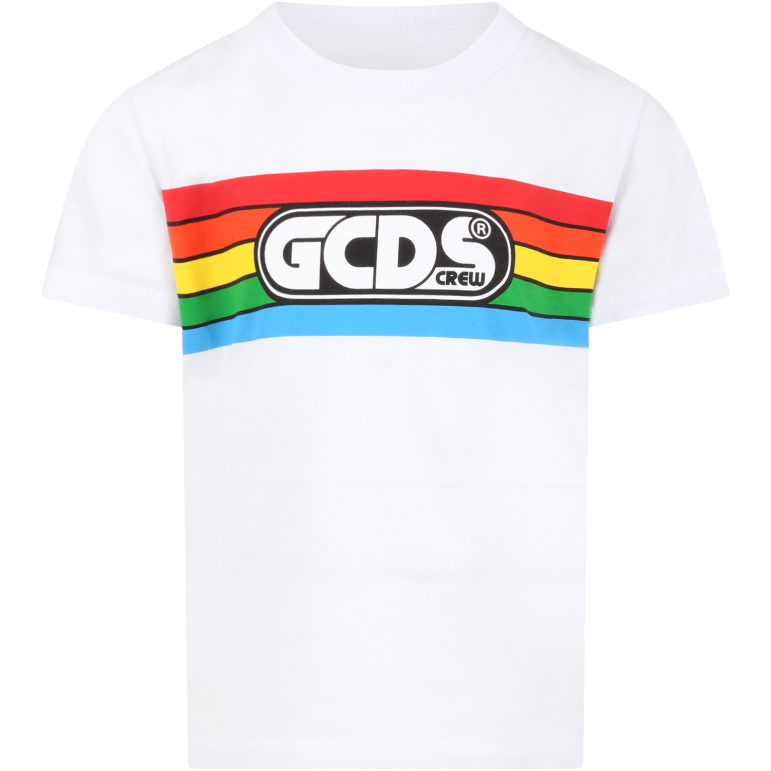 Gcds Mini White T-shirt For Kids With Logo In Bianco