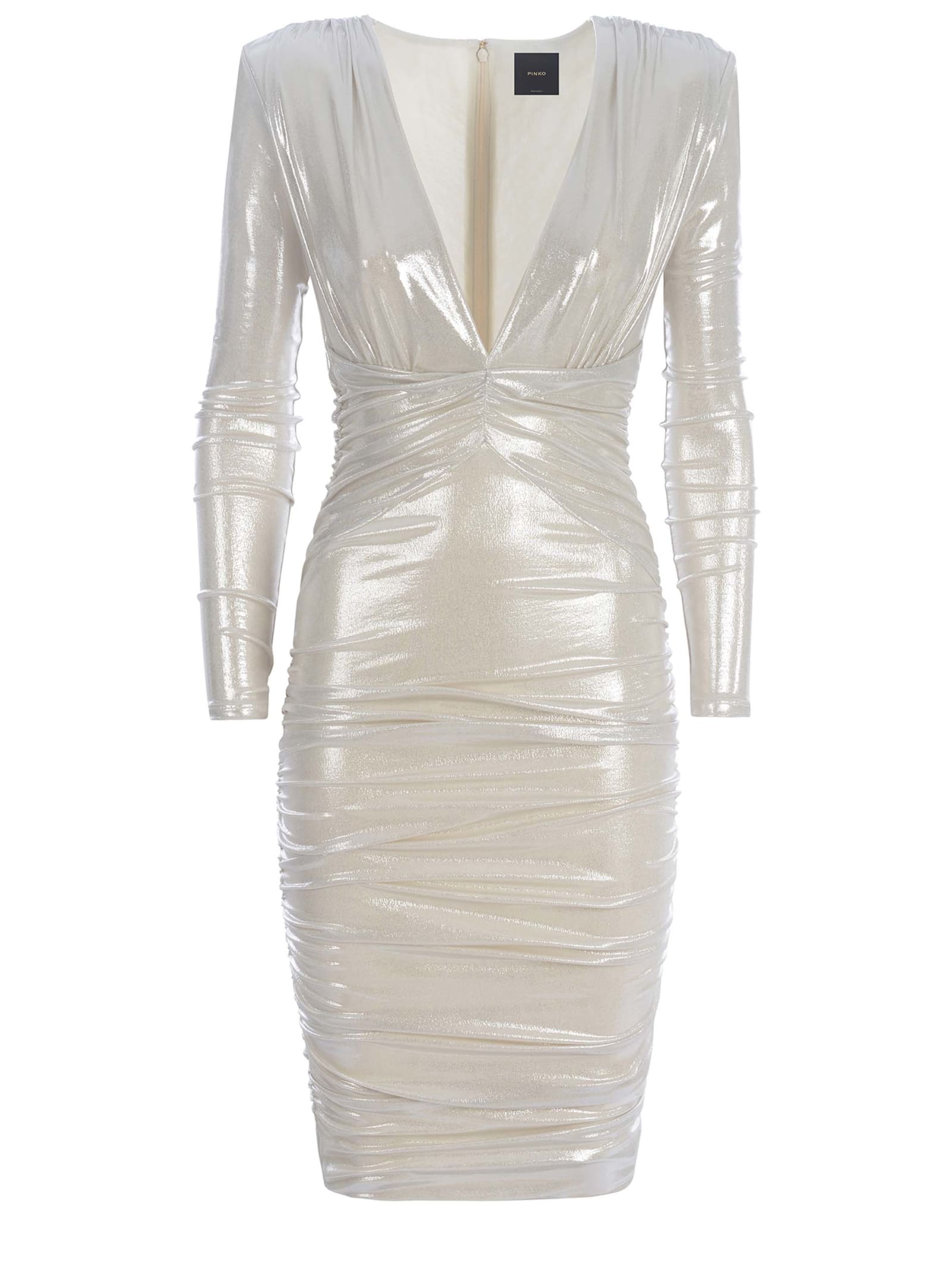 Shop Pinko Midi Dress  Alteo Made Of Laminated Jersey In Bianco Perla