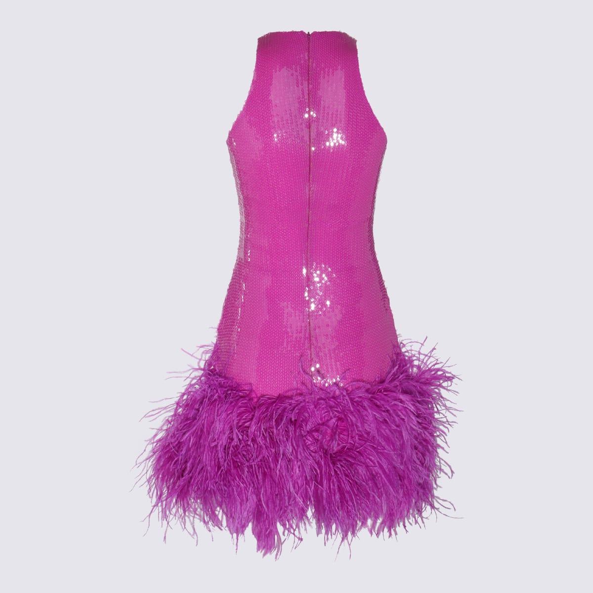 Shop David Koma Purple Feather Trim Sequin Mini Dress
