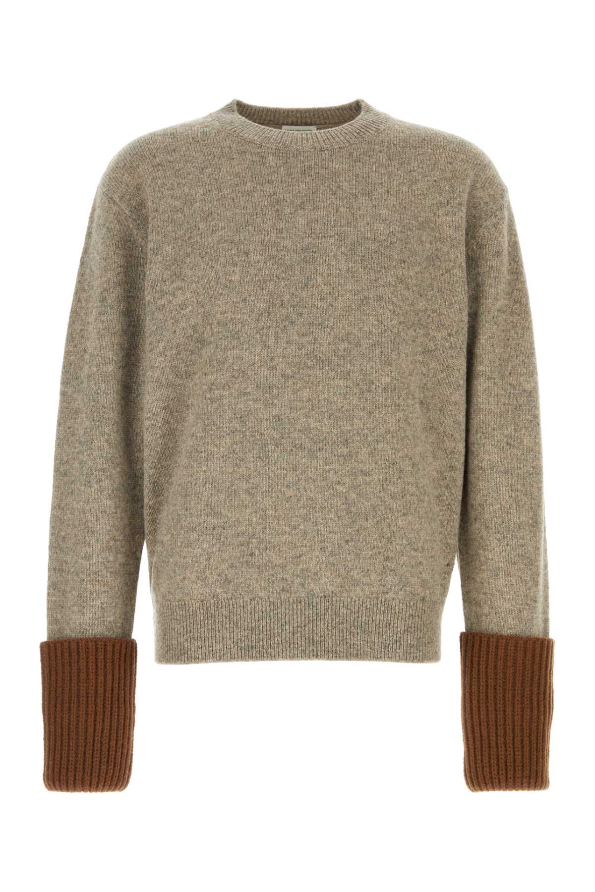 Shop Dries Van Noten Melange Dove Grey Wool Oversize Mumu Sweater In Greymelange