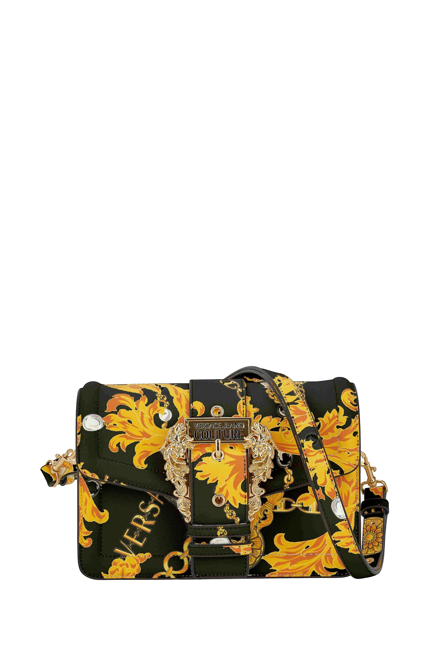 Versace Jeans Couture Baroque-print Satchel Bag In Black