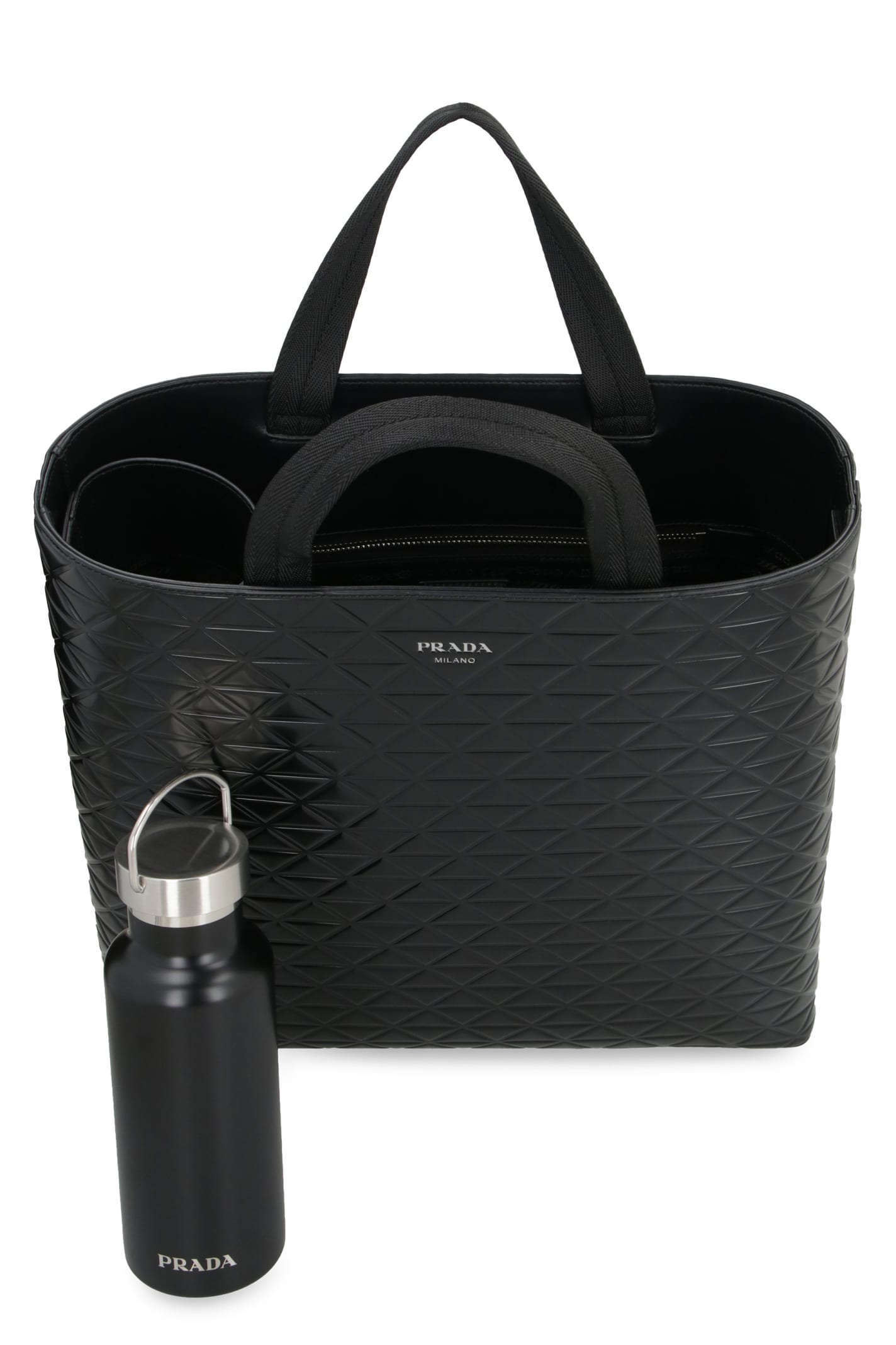 Shop Prada Smooth Leather Tote Bag In Black