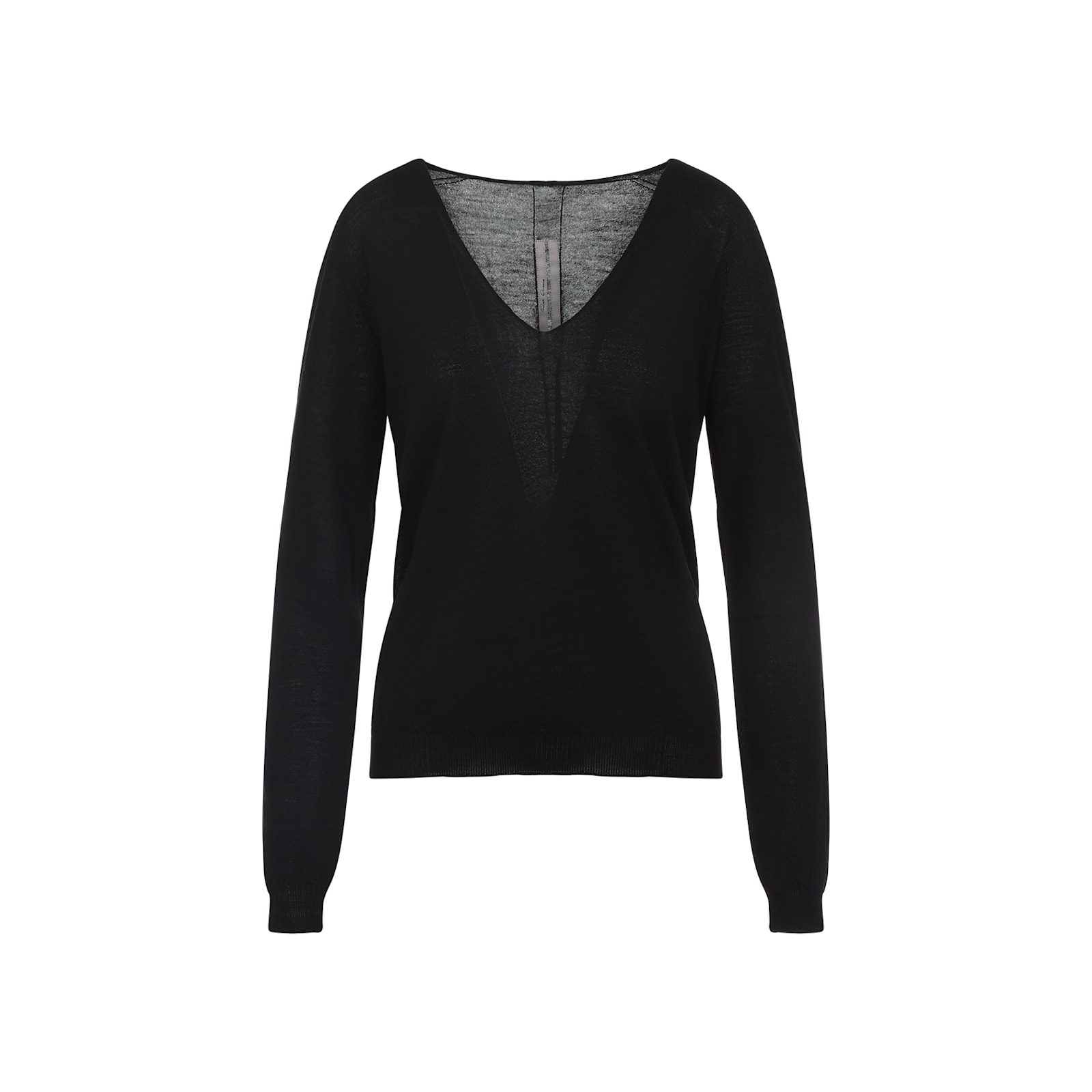 Rick Owens Deep V-neck Virgin Wool Sweater With Long Sleeves In Black