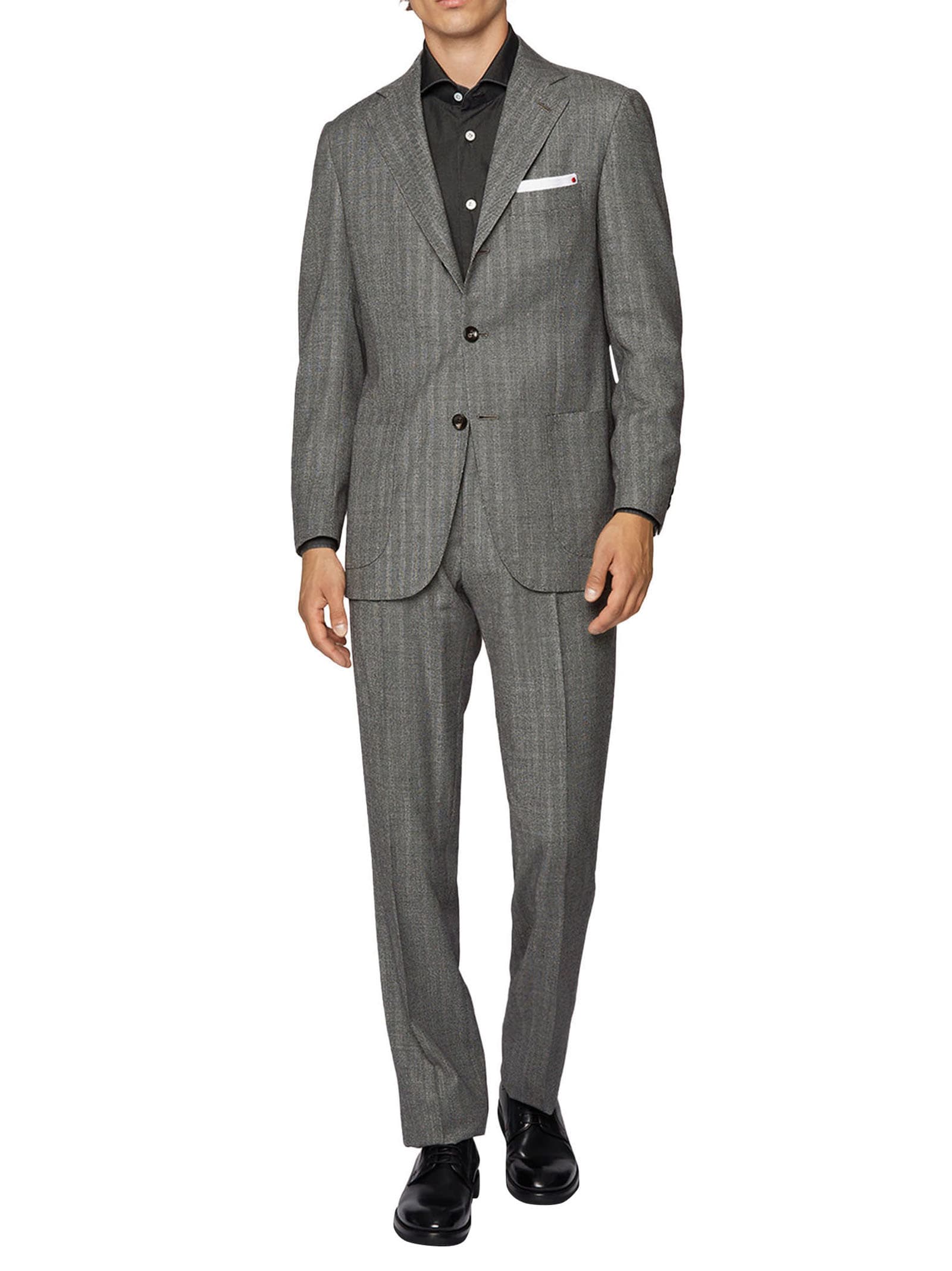 Shop Kiton Suit Virgin Wool In Medium Grey