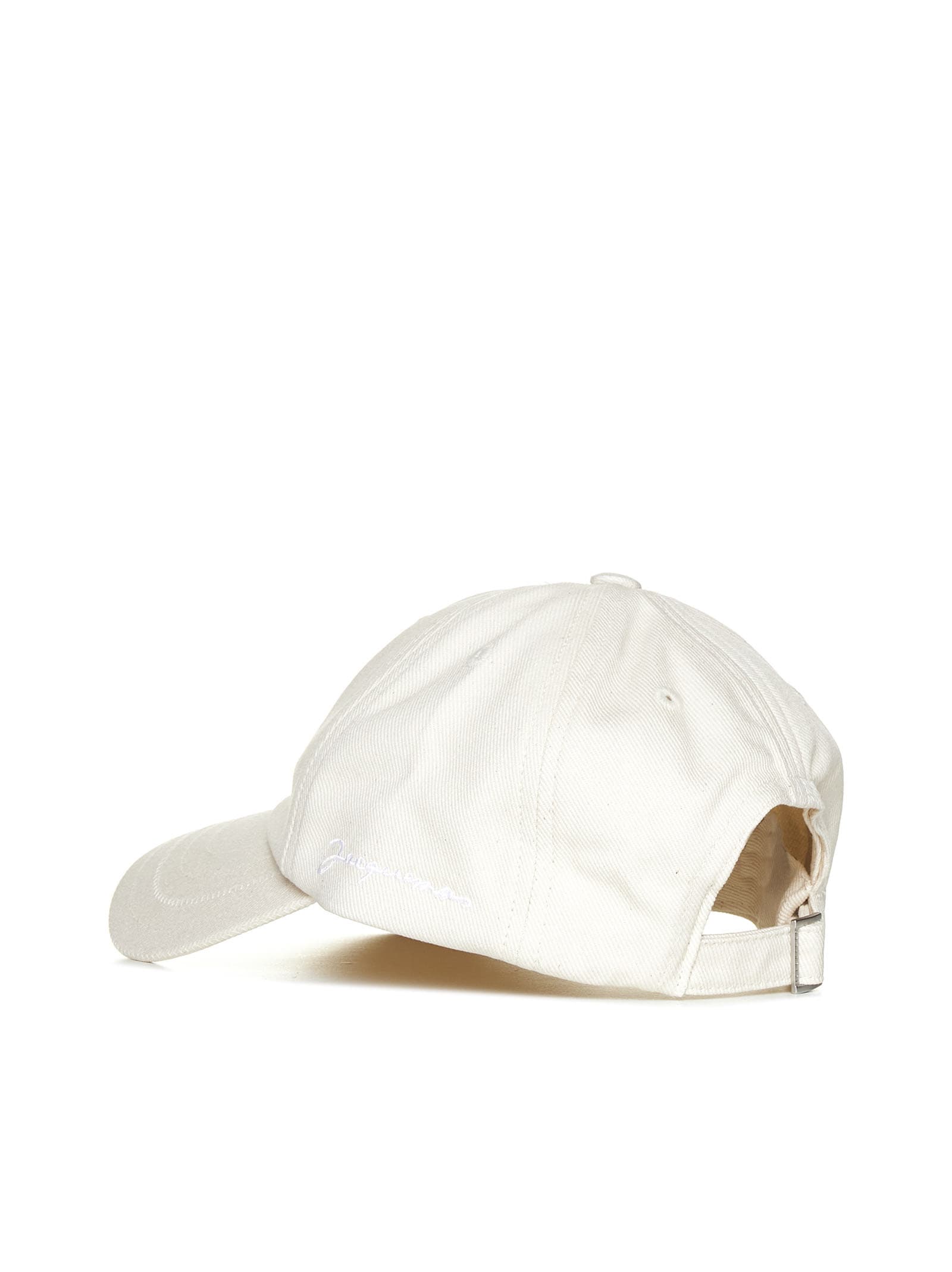 Jacquemus Logo Embroidered Curved Peak Baseball Cap In Off White