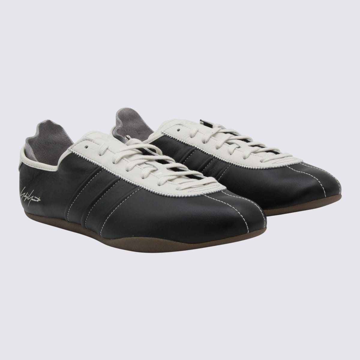 Y-3 Debossed Leather Tokyo Sneakers With Lace-up Closure In Black
