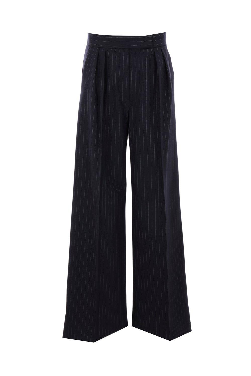 Shop Max Mara Striped Wide Leg Pants In Blue