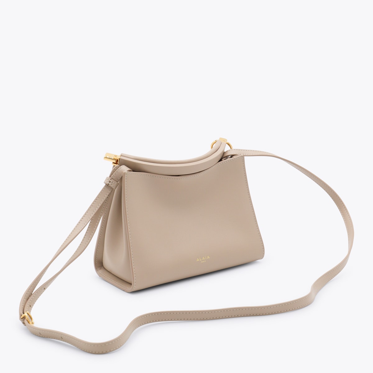 Alaïa Beige Leather Small Square Crossbody Bag In Brown