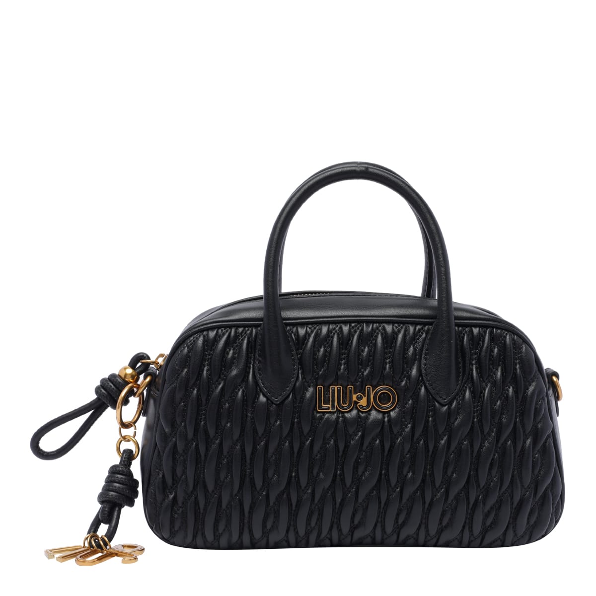 Shop Liu •jo Medium Logo Handbag In Black