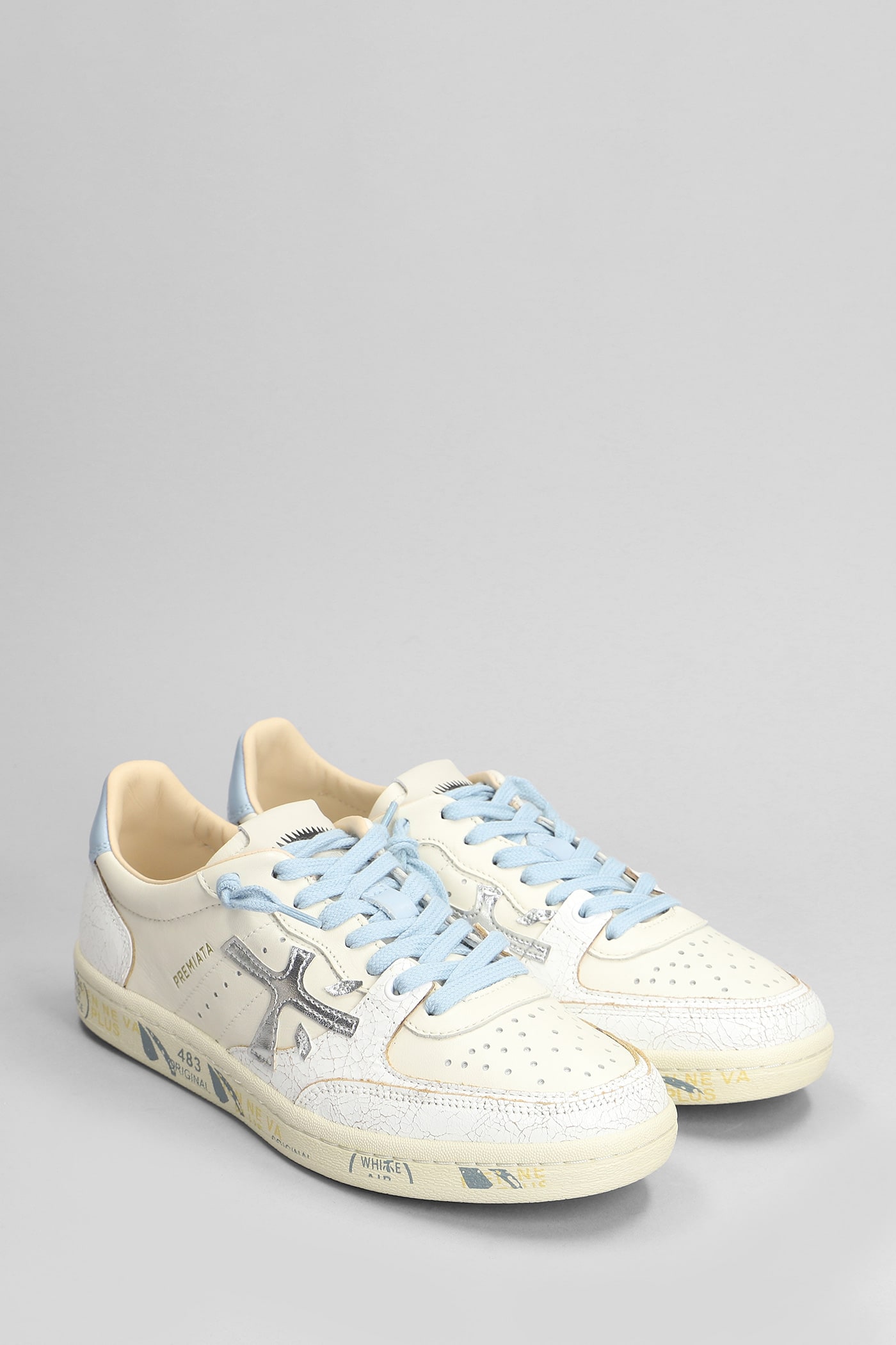 Shop Premiata Bskt Clay Sneakers In Beige Leather