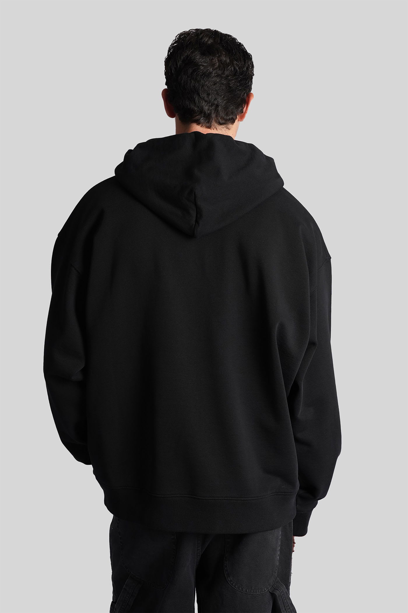 Off-white Logo Printed Drawstring Hoodie In Black