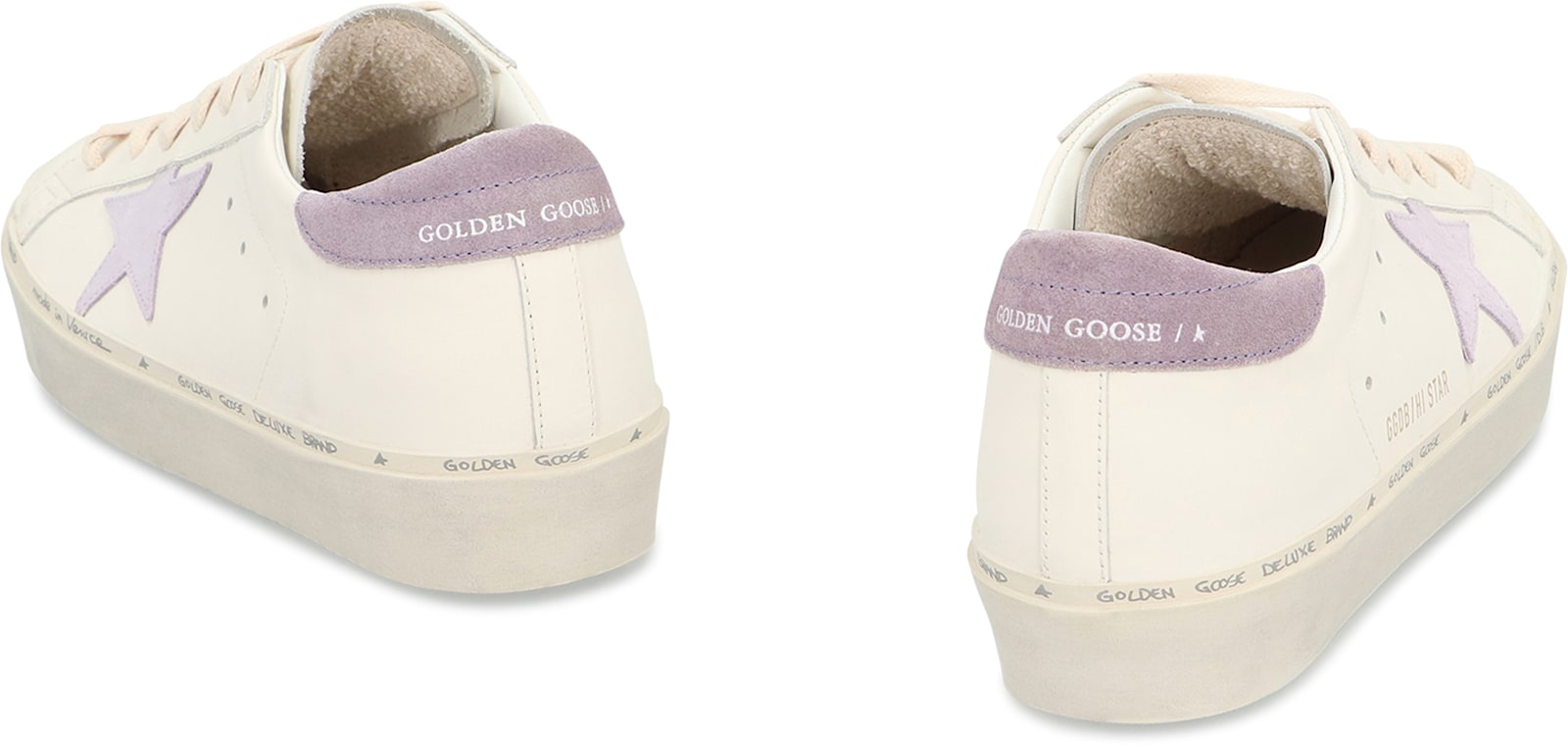 Golden Goose Hi Star Leather Platform Sneakers In White