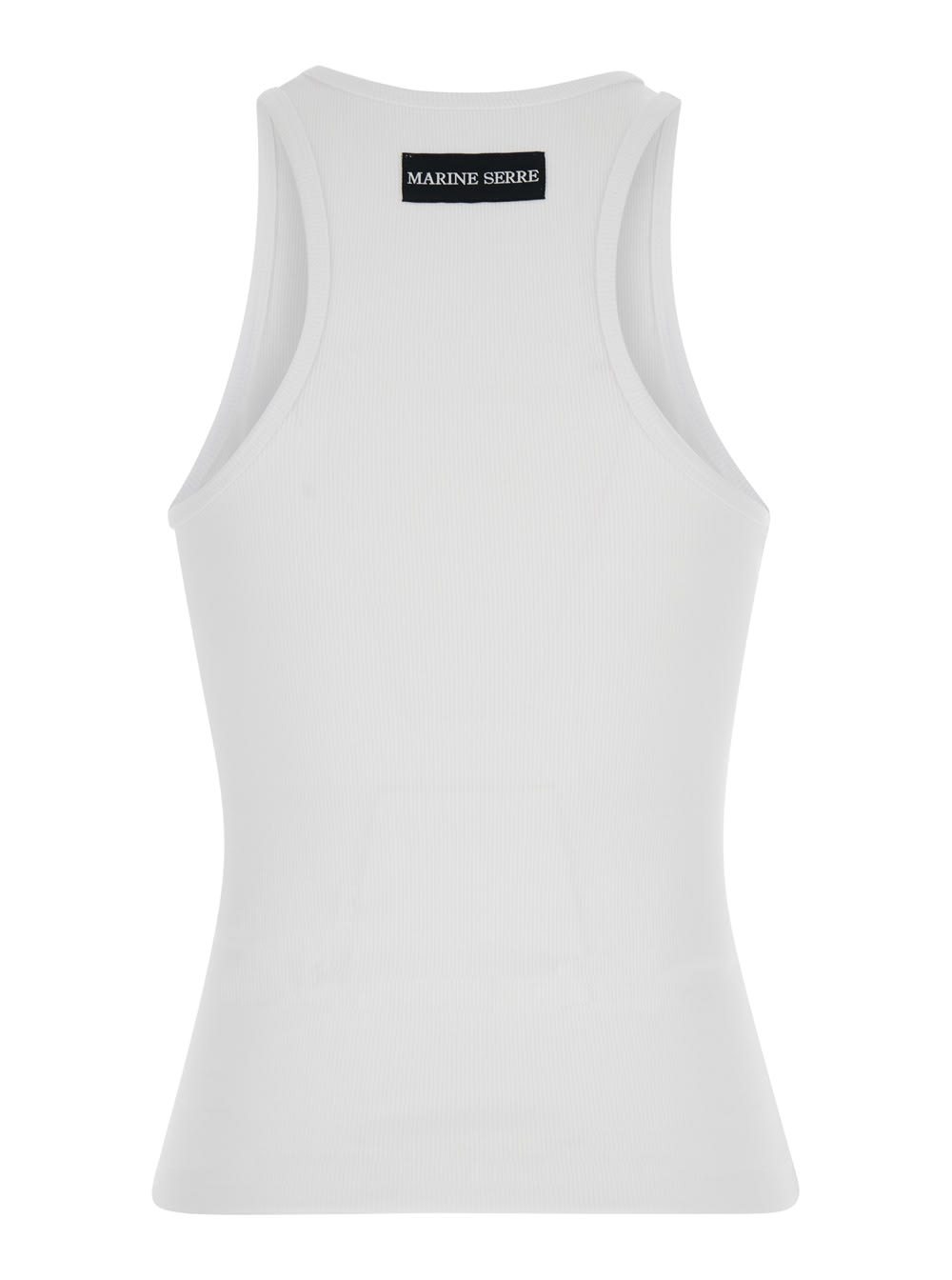 Marine Serre White Moon Logo Ribbed Jersey Tank Top In Gray