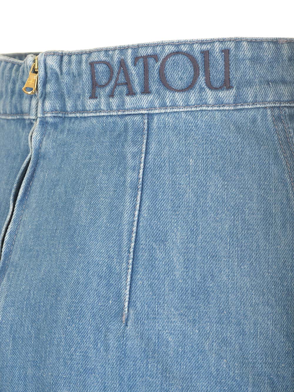 Shop Patou Medium Blue Denim Miniskirt In Ice Blue