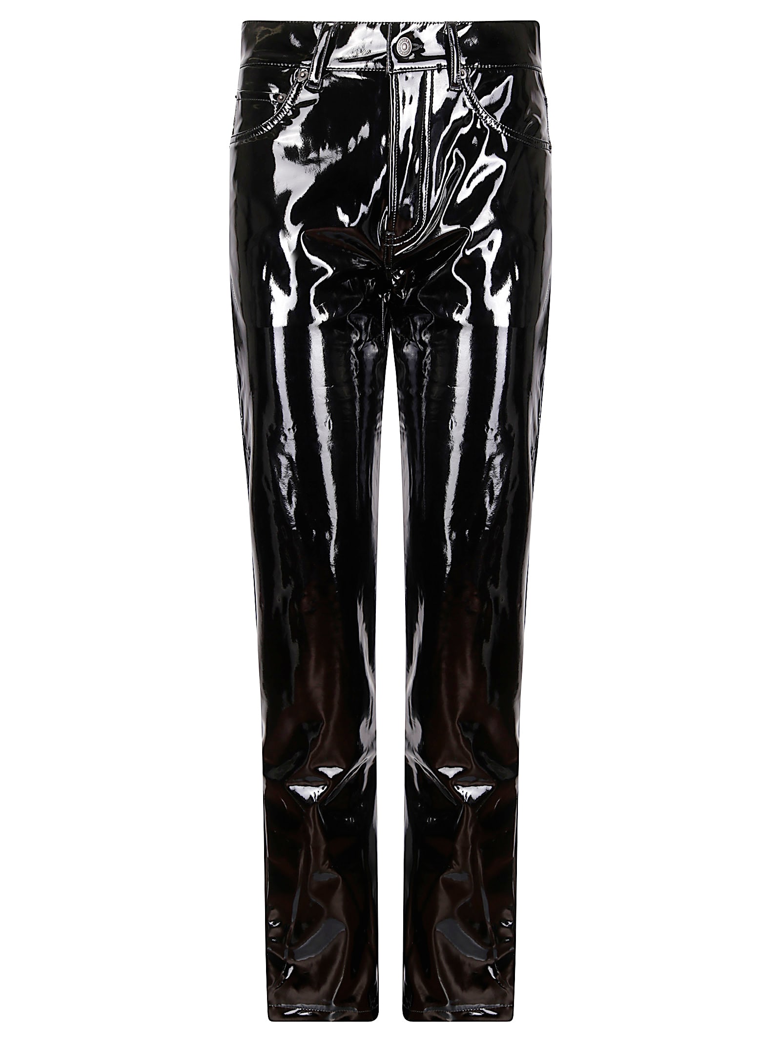 Fiorucci Womens Stretch Vinyl Straight Fit Trousers In Black