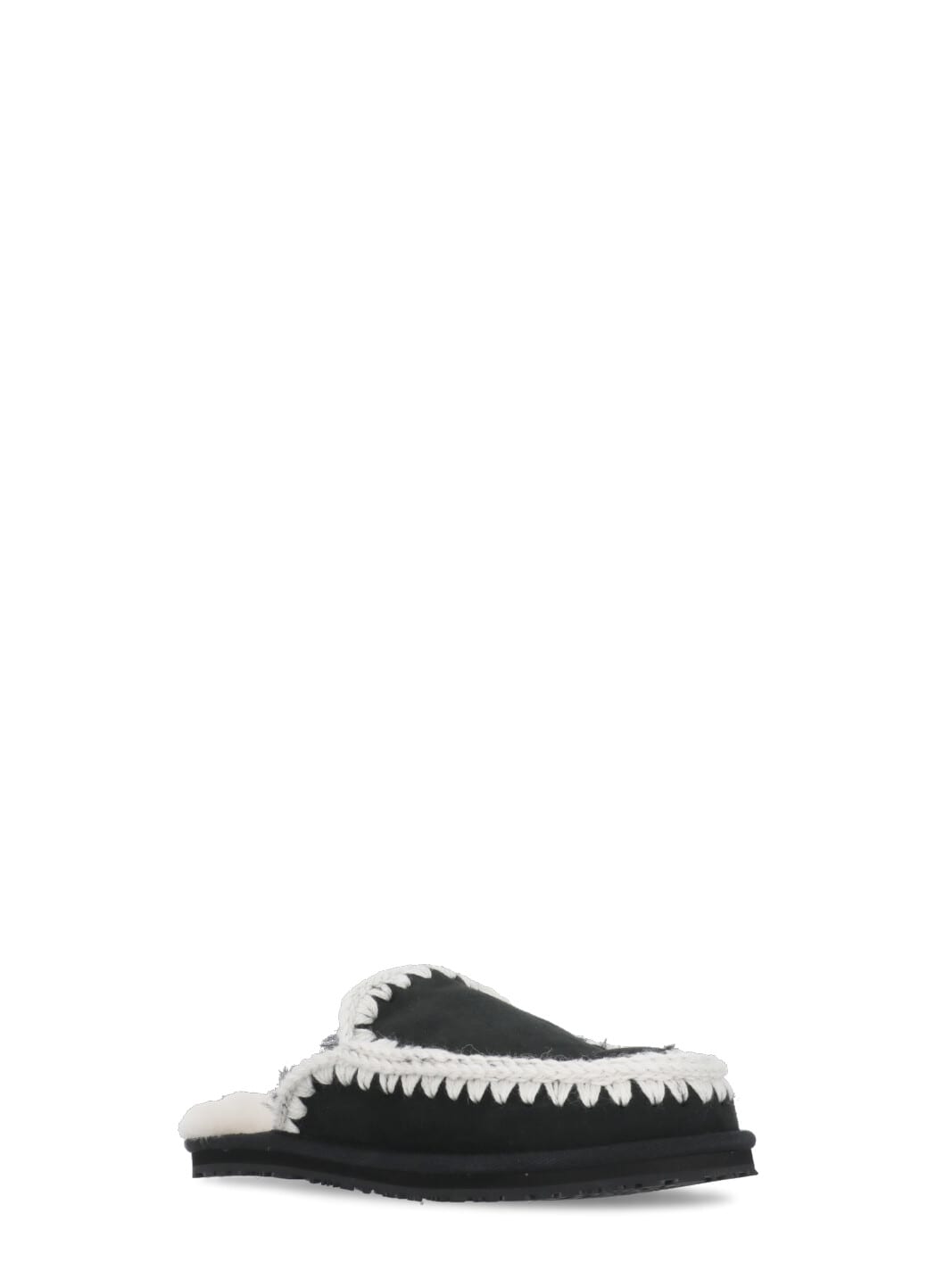 Mou Eskimo Stitch Slippers In Black