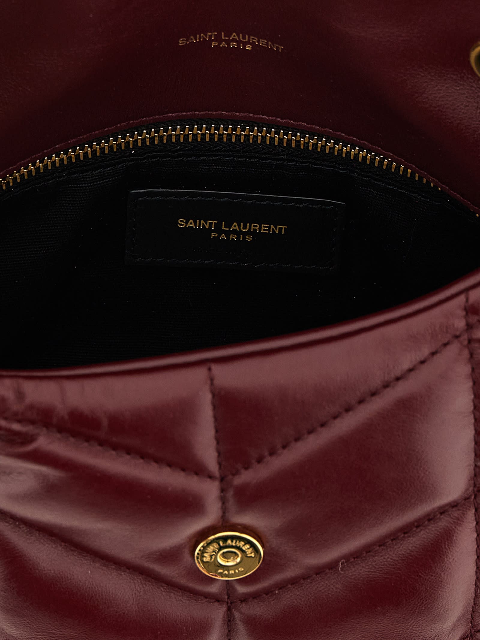 Saint Laurent Loulou Puffer Toy Shoulder Bag In Burgundy