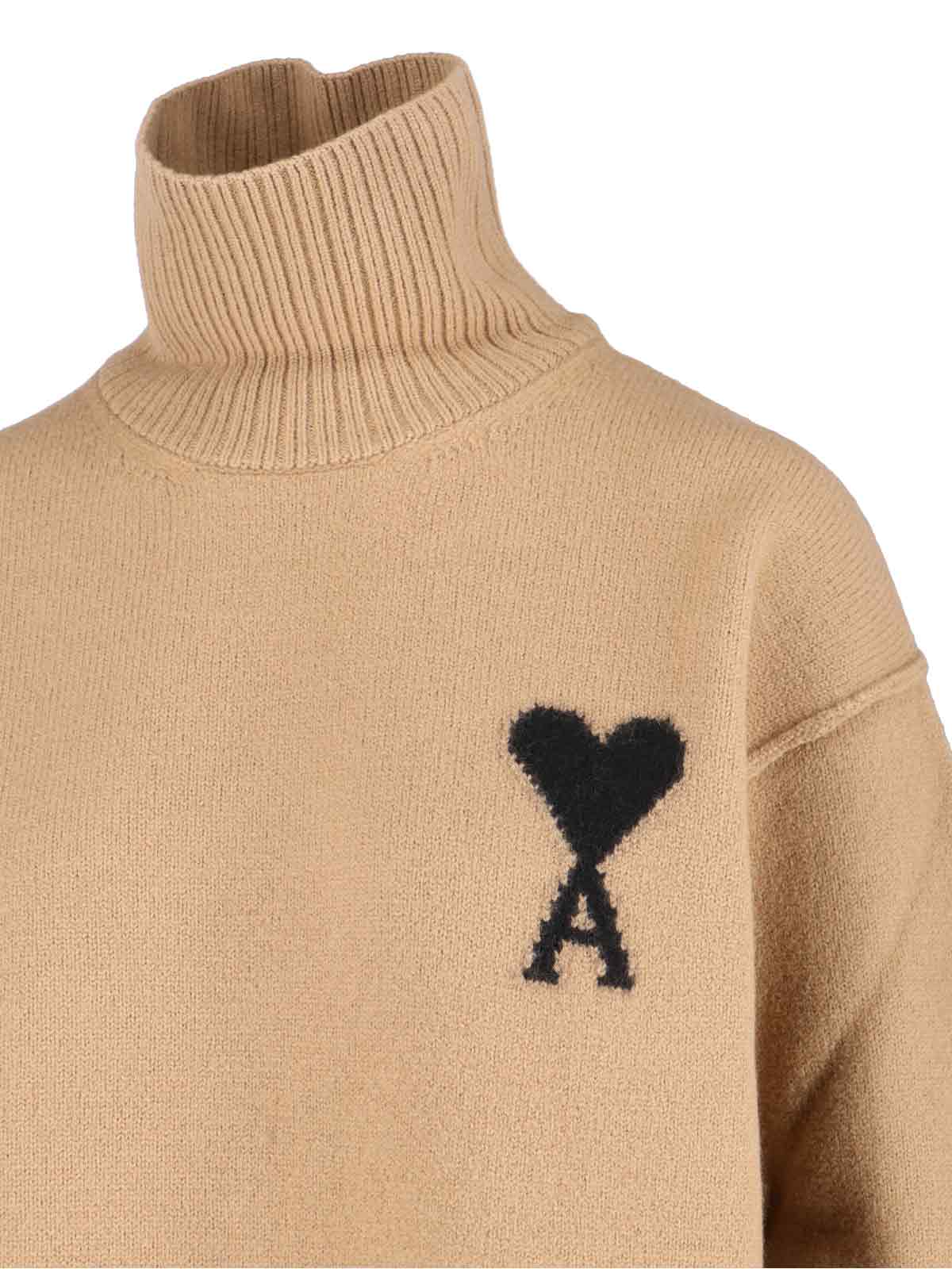 Ami Alexandre Mattiussi Ami Paris Women Ami De Coeur Turtleneck Sweater In Brown