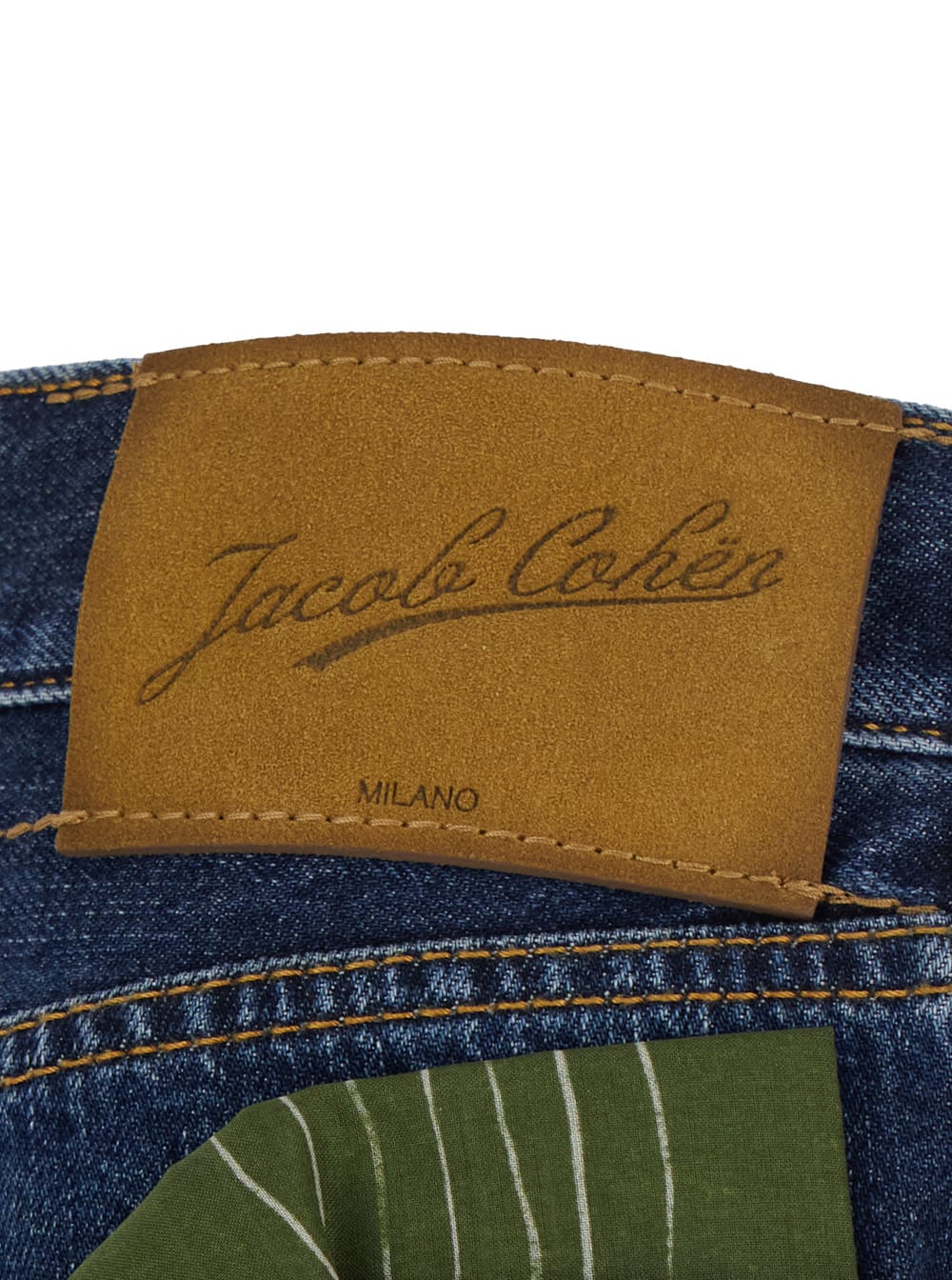 JACOB COHEN BLUE JEANS WITH LOGO PATCH ON THE REAR IN DENIM MAN