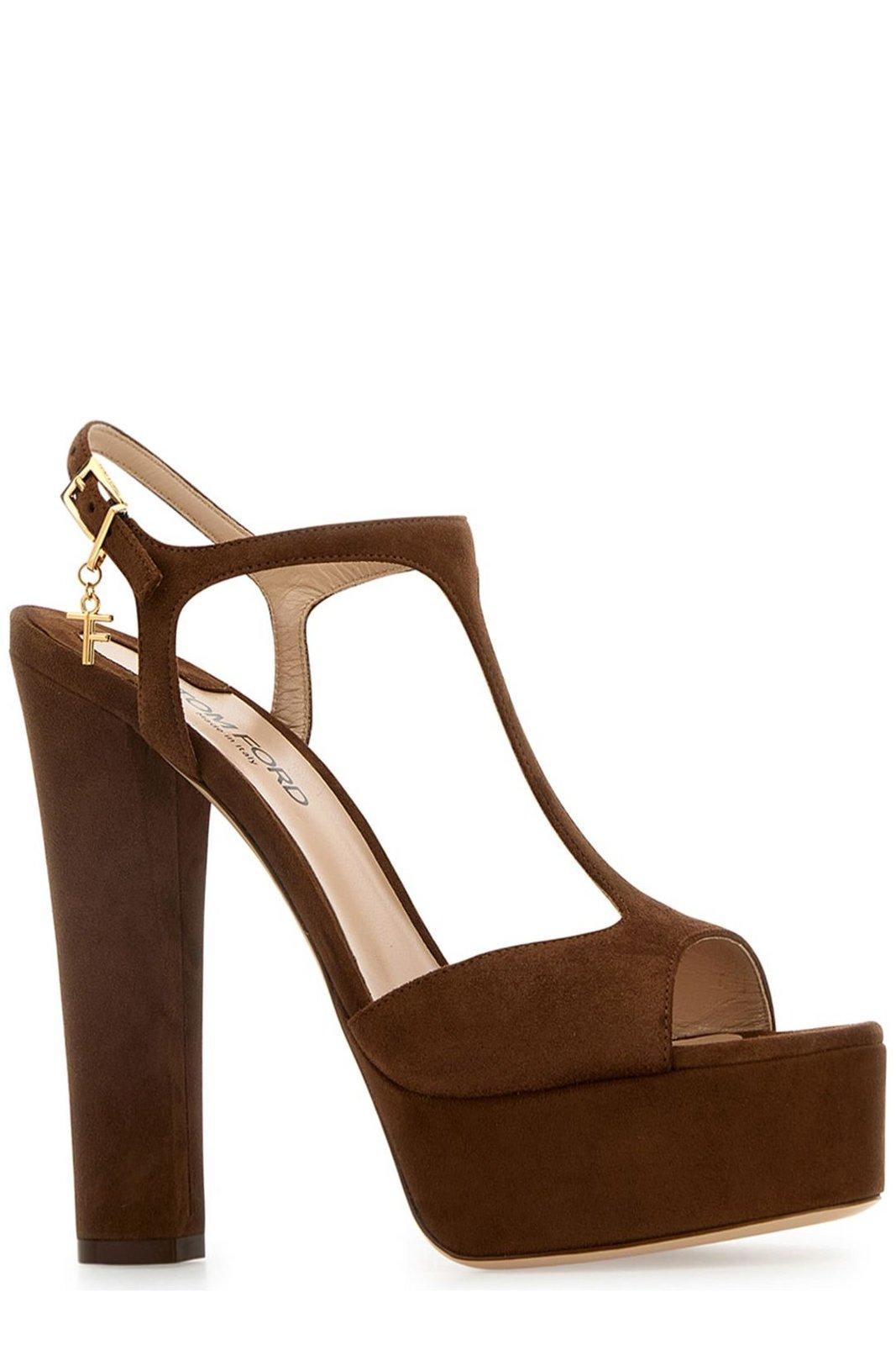 Tom Ford Women Chocolate Suede Angelina Sandals In Brown