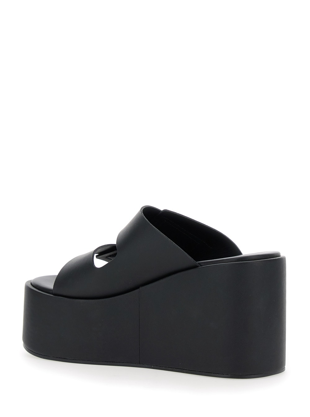 Coperni Black Wedges With Logo Patch On The Front And Touch-strap Closure In Leather Woman In Black