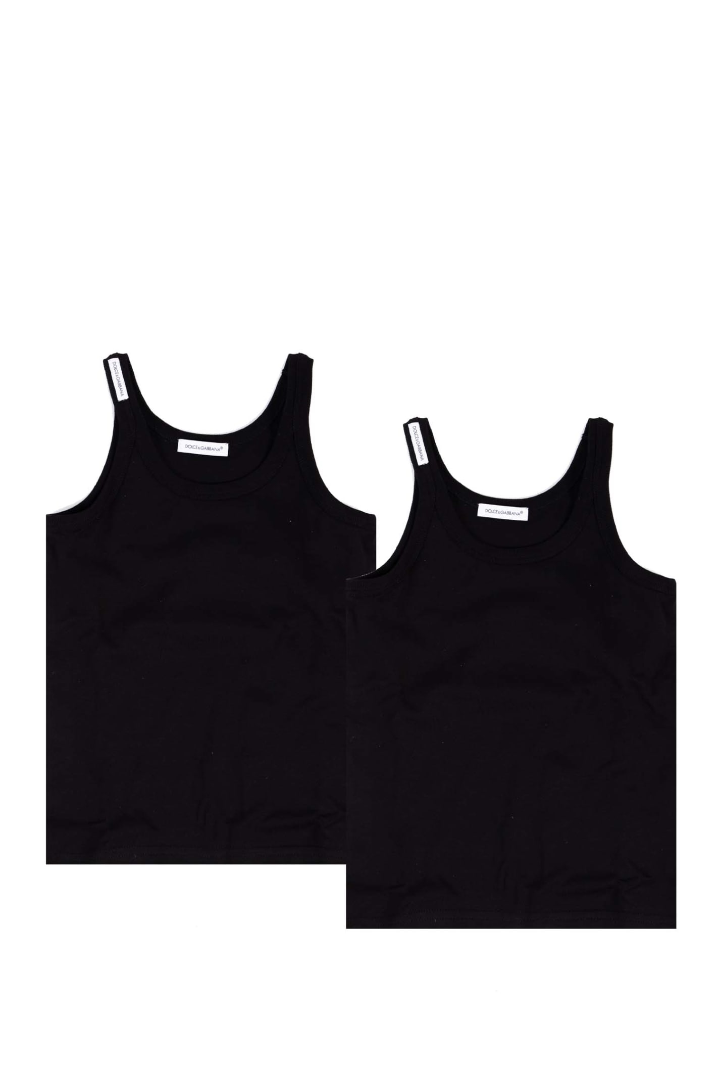 DOLCE & GABBANA PACK OF 2 STRETCH JERSEY TANKS TOP