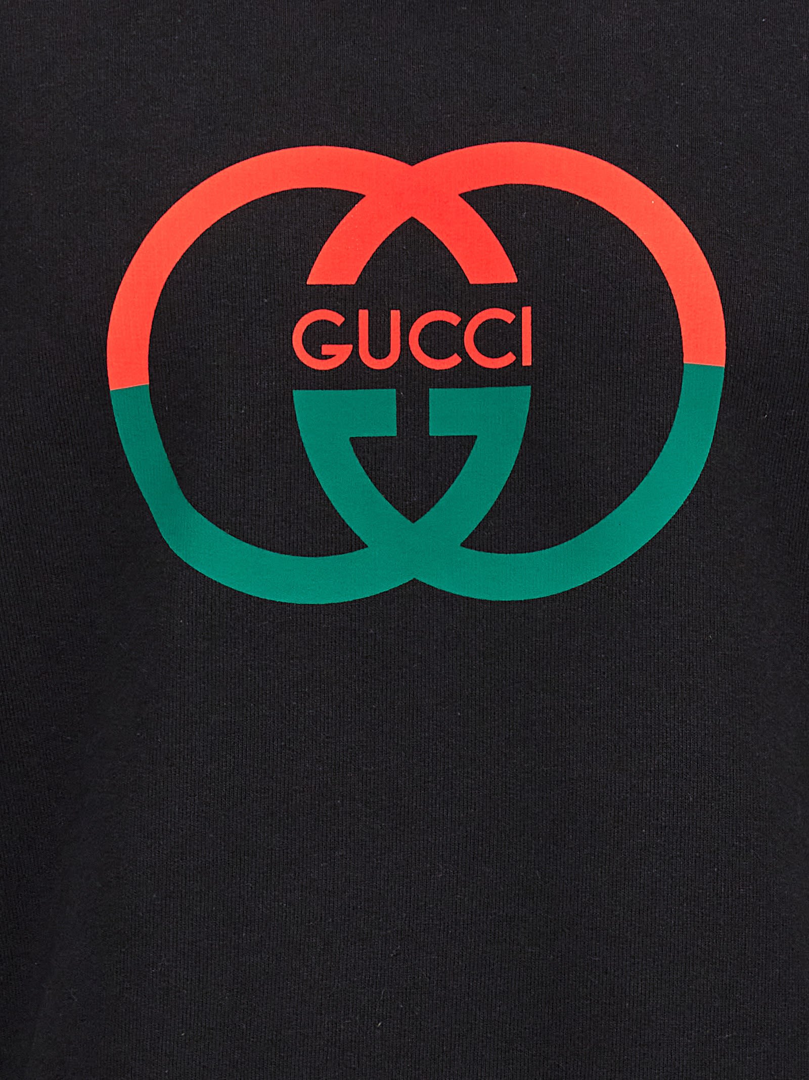 Shop Gucci Logo Print Hoodie In Black