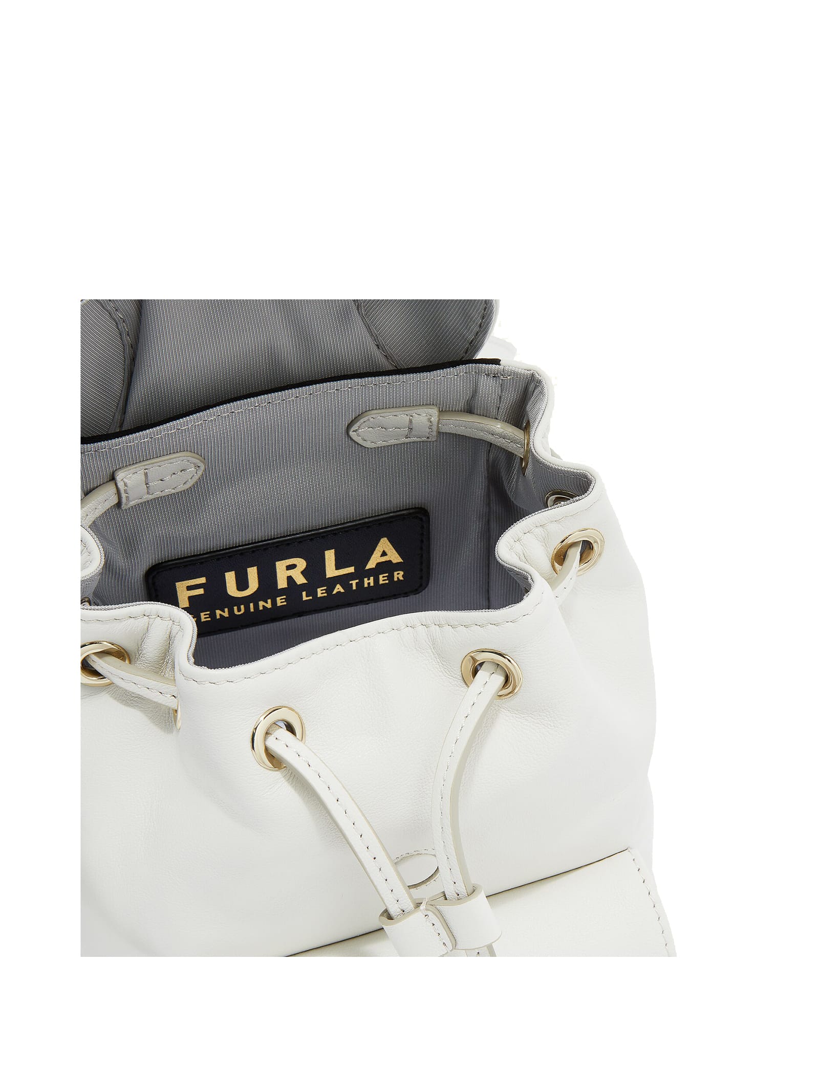 Shop Furla Flow Mini White Leather Backpack In Marshmallow