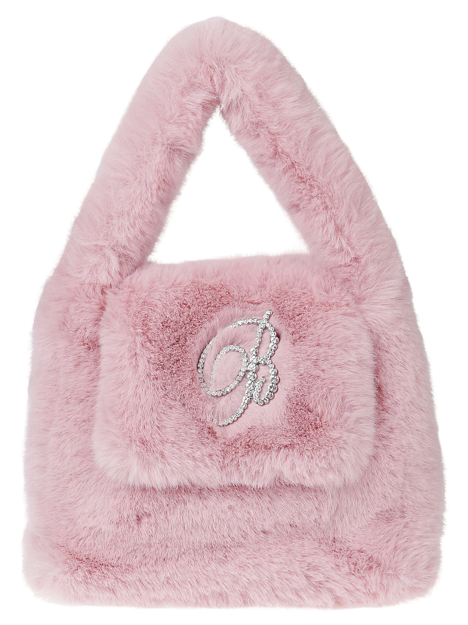 Blumarine Rhinestone-logo Faux-fur Top-andle Bag