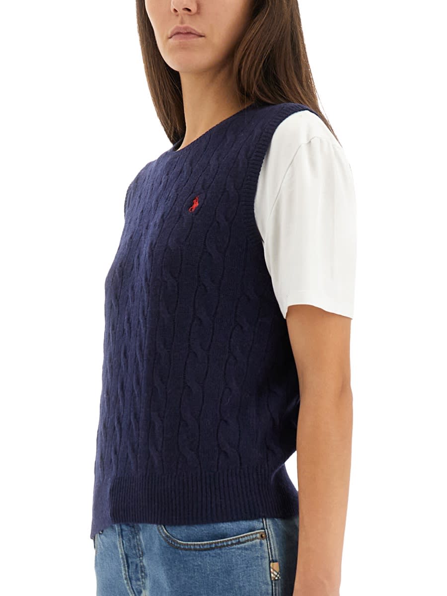 Polo Ralph Lauren Ctn Cbl Slp Cleeveless Pullover In Blue