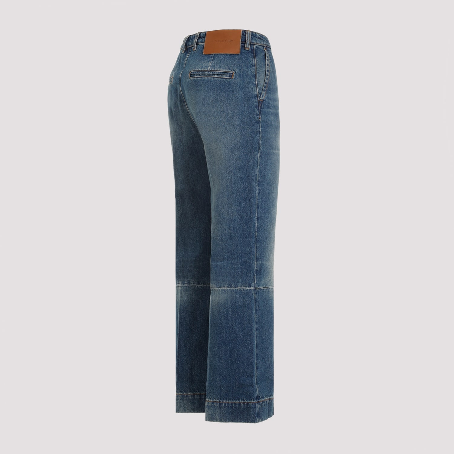 Shop Victoria Beckham Cropped Kick Jeans In Indigrey Wash