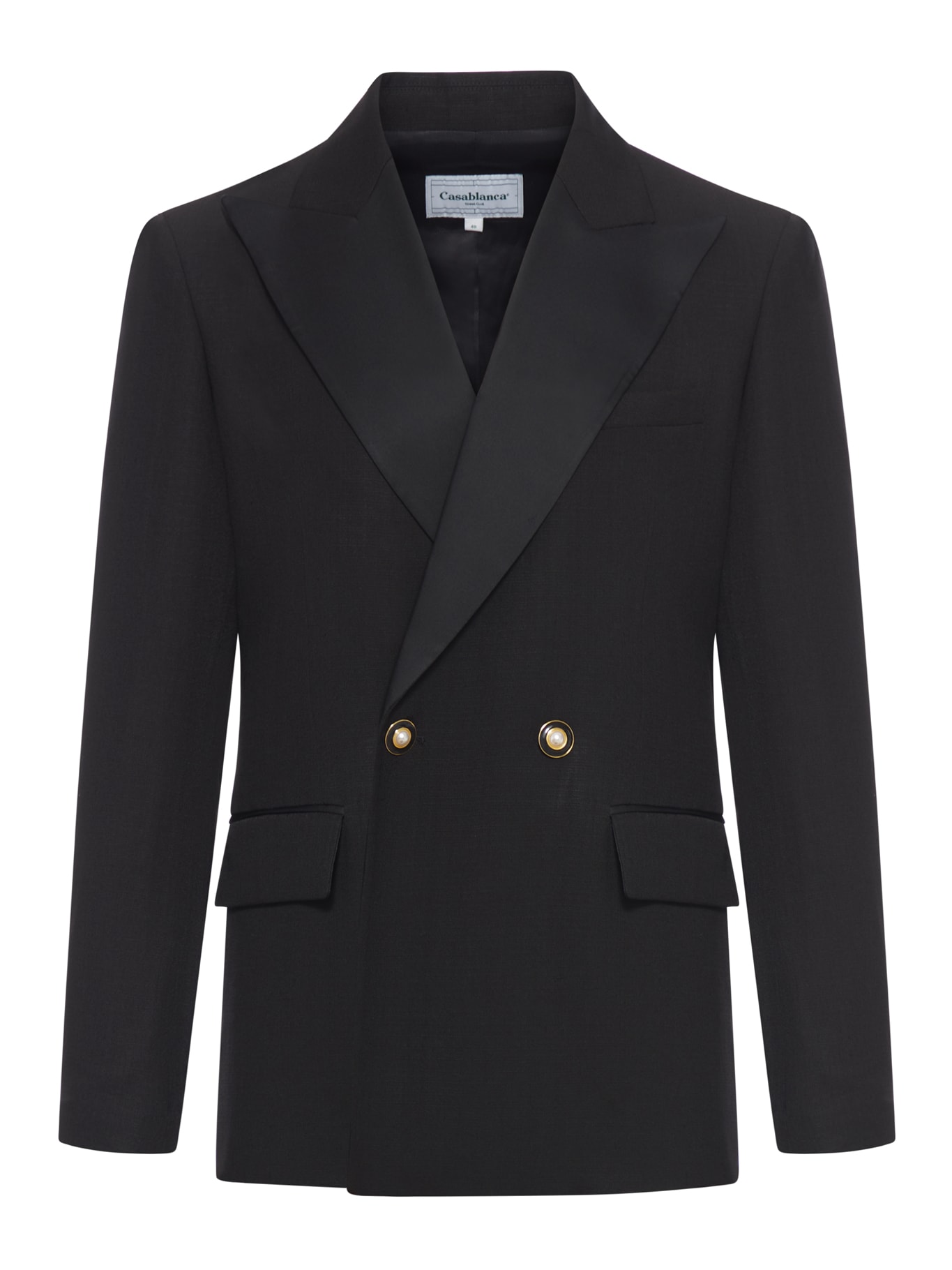 Casablanca Broderie Anglaise Double-breasted Blazer In Black