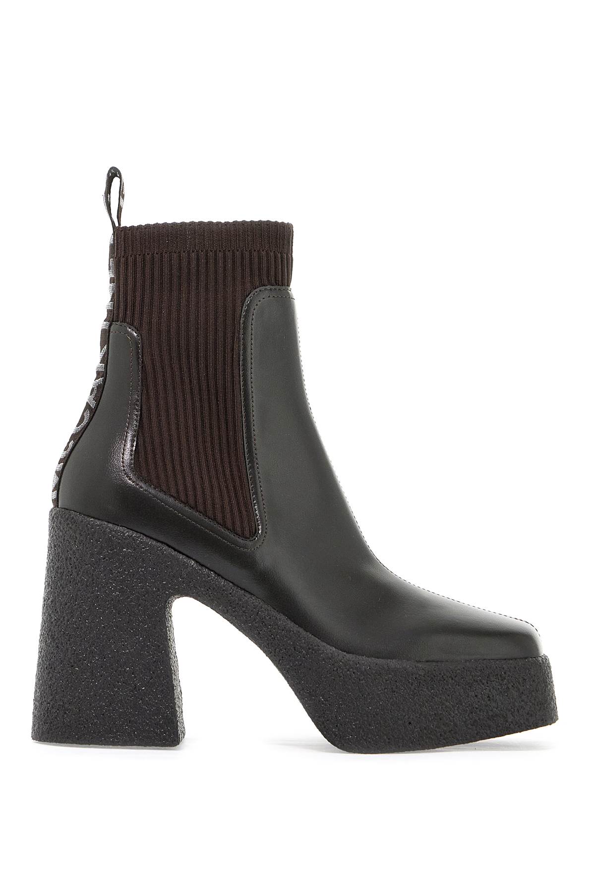 Shop Stella Mccartney Skyla Sock Ankle Boots With Heel In Ebony (brown)