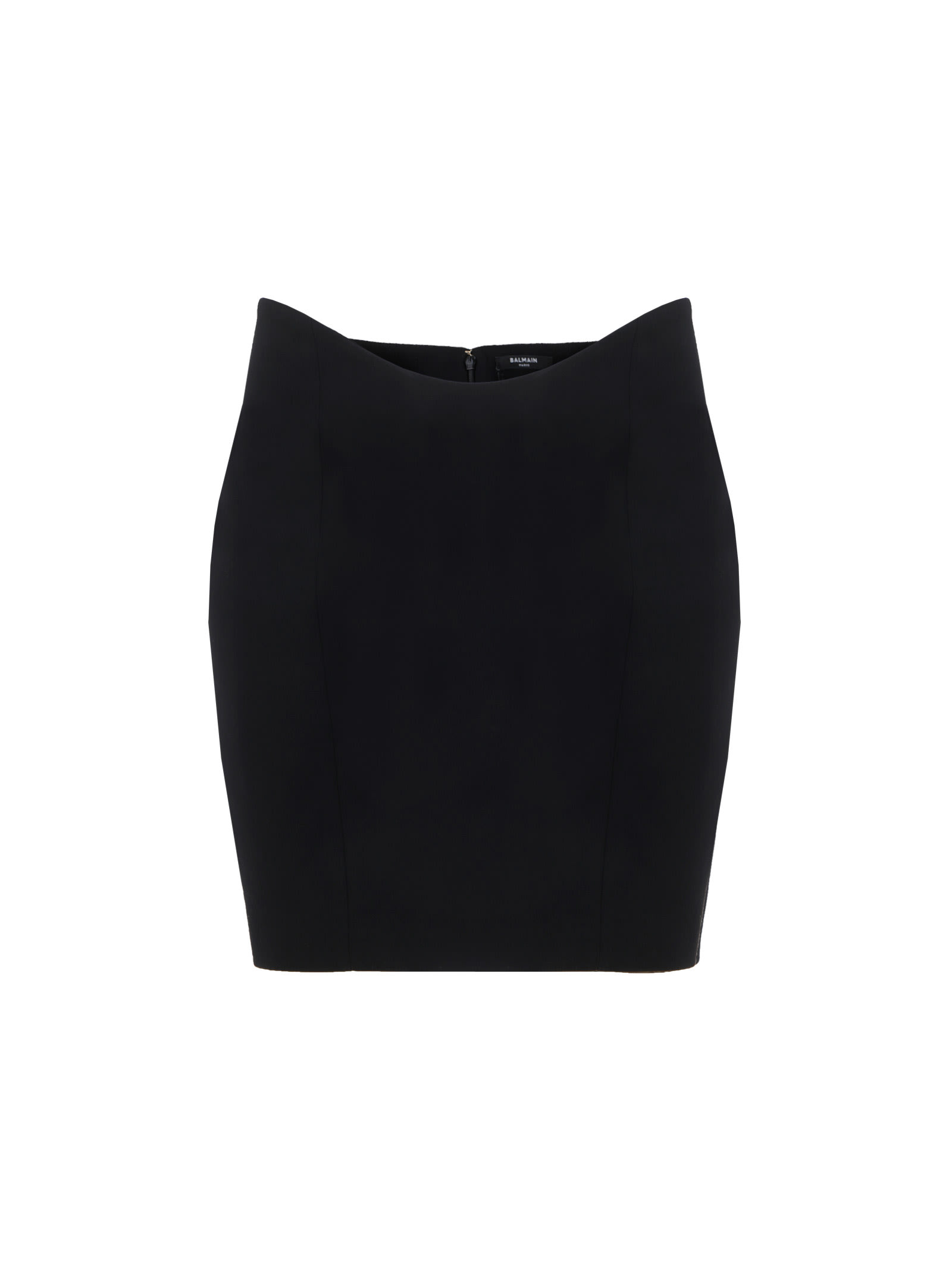 Balmain Curved-waist Fitted Skirt In Noir