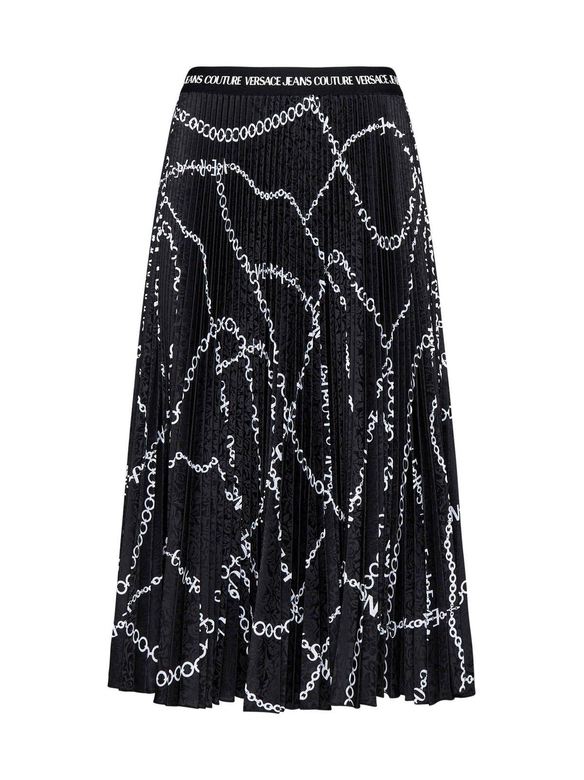 VERSACE JEANS COUTURE CHAIN-LINK PLEATED MIDI SKIRT