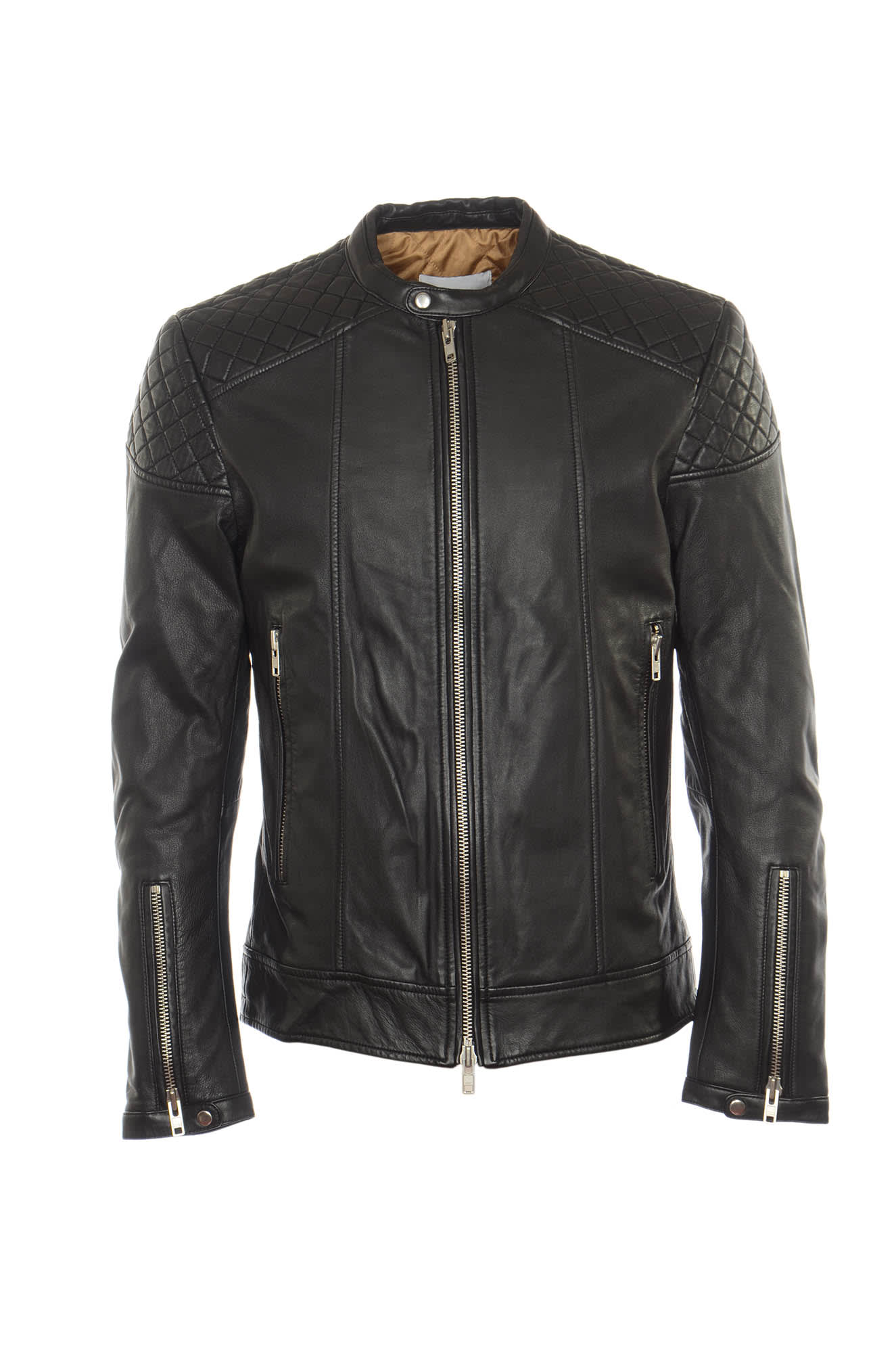 S.W.O.R.D 6.6.44 Quilt Detail Zipped Leather Jacket