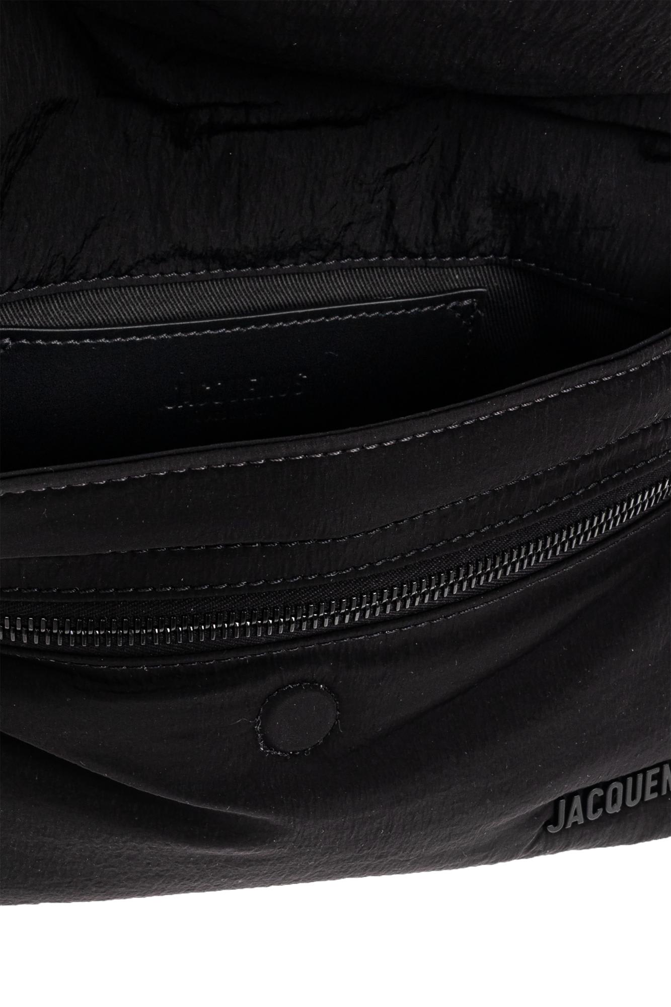 Jacquemus The Bambino Flap Bum Bag In Nylon With Smooth Leather Details In Black
