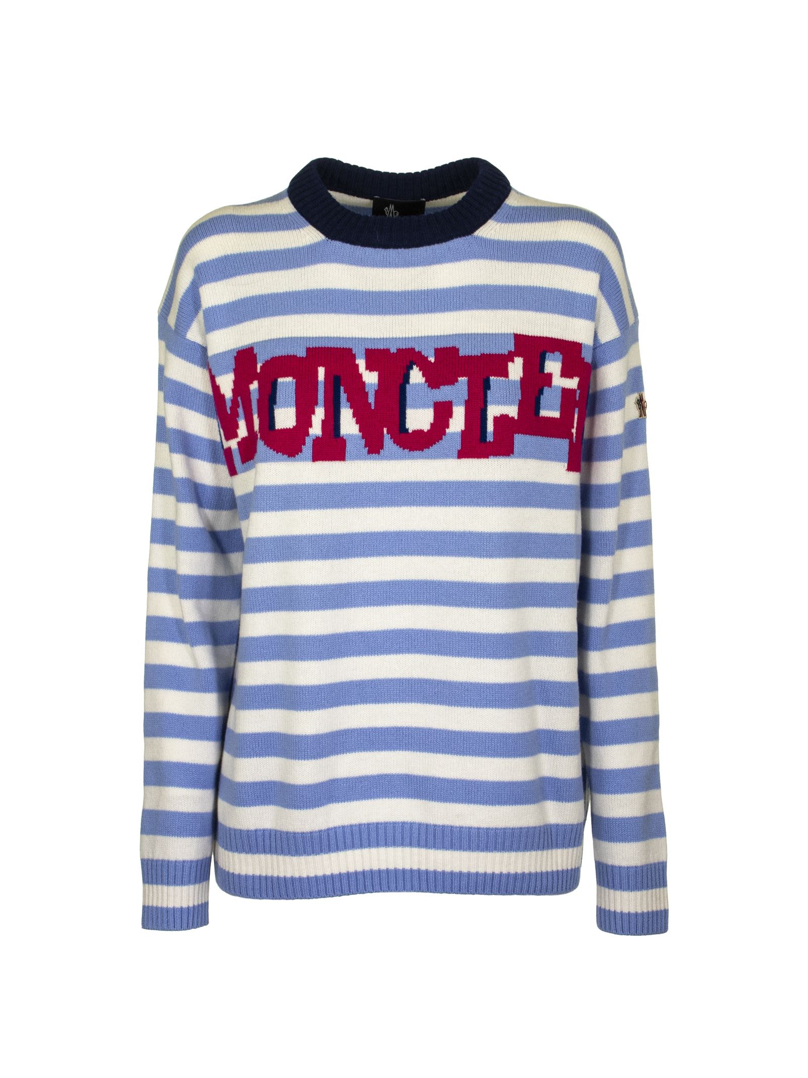 MONCLER CREW NECK KNIT SWEATER WOOL AND CASHMERE,11121520