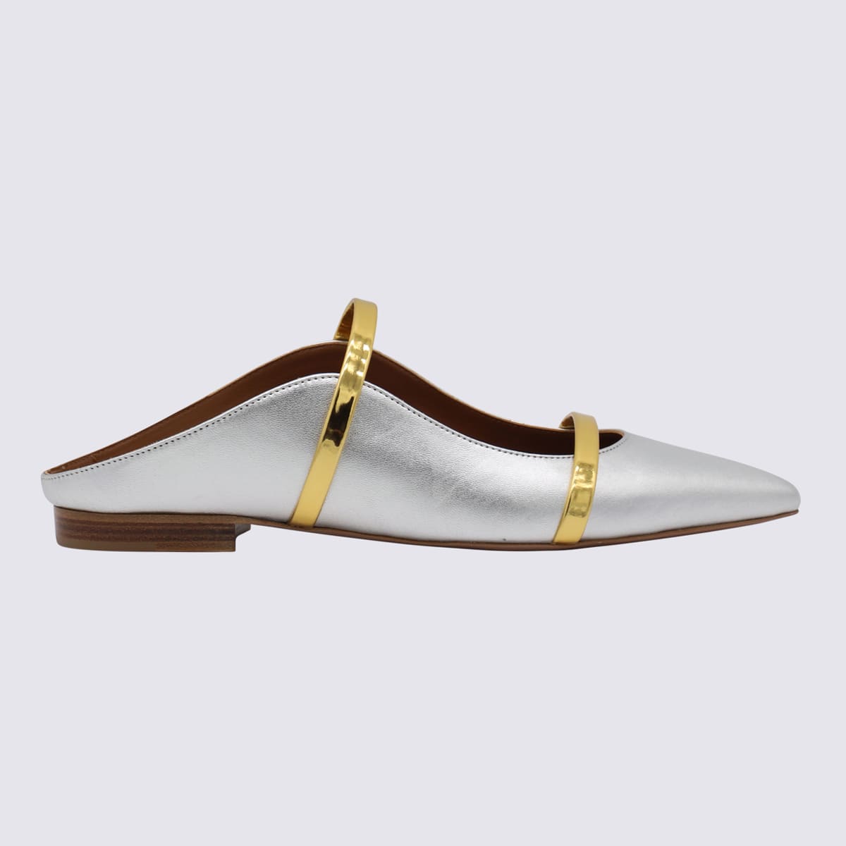 Shop Malone Souliers Silver And Gold-tone Leathher Maureen Flat Shoes