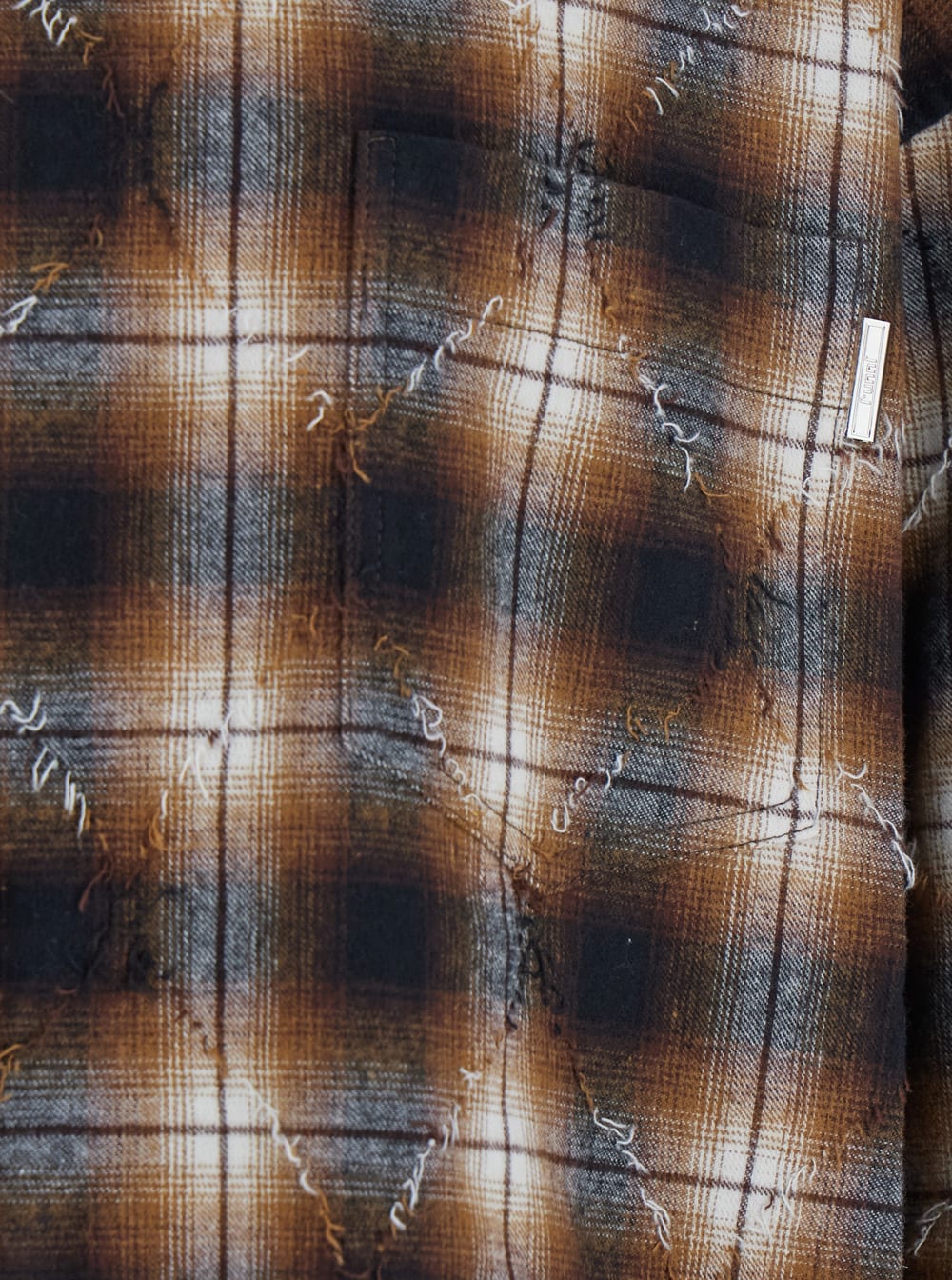 Juunj Argyle Damaged Check Loose Fit Shirts In Brown